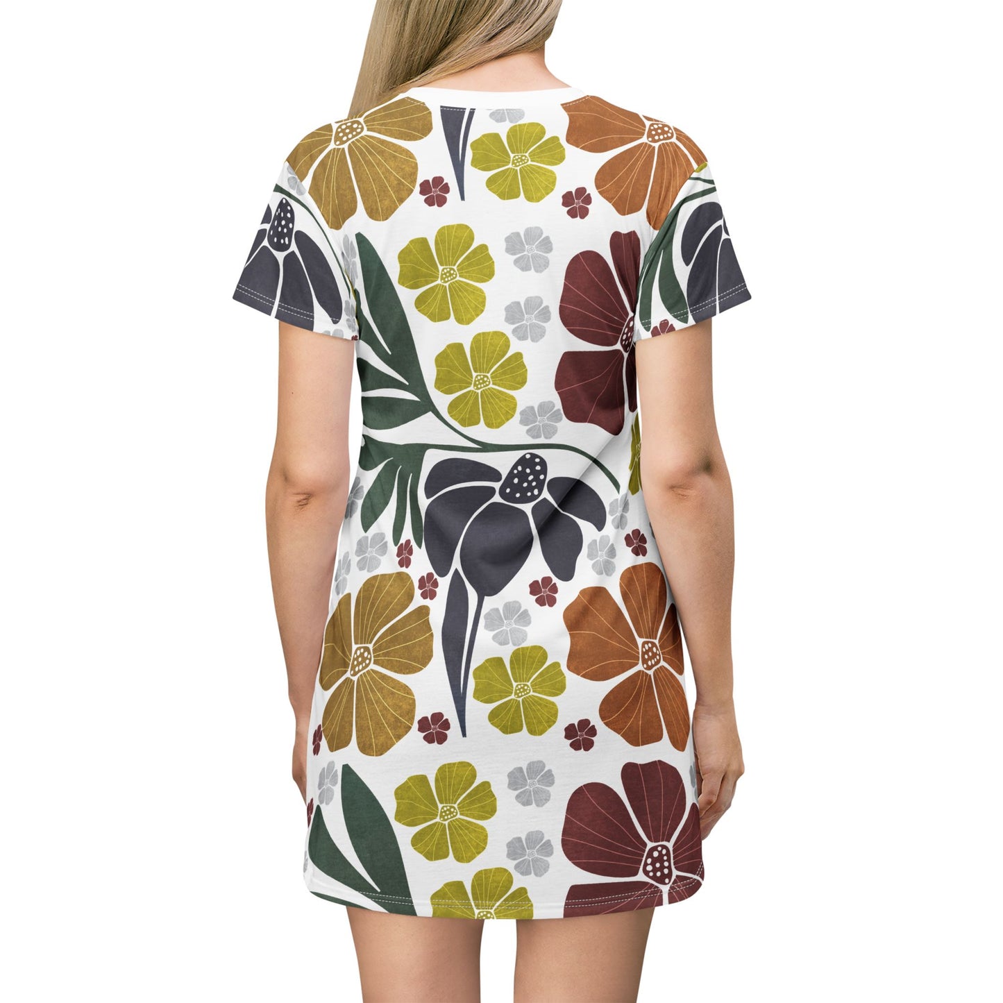 Boho Floral Design T-Shirt Dress