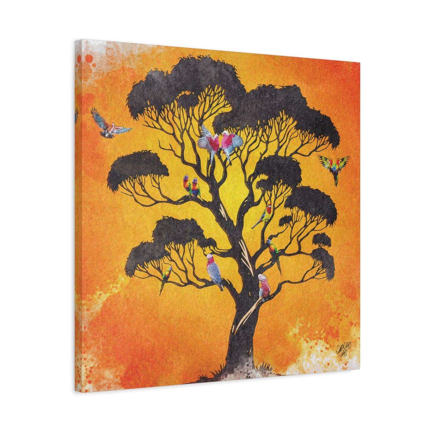 'Australian Bush Vibe' - Vibrant Bird Tree Canvas Wall Art