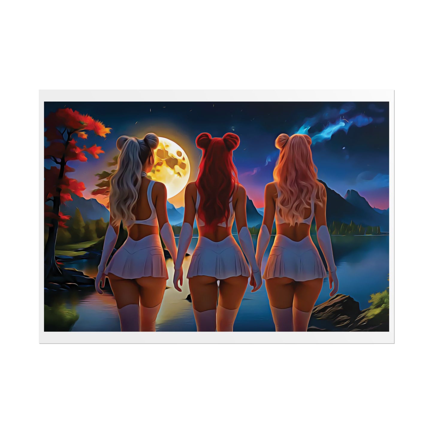 π Moon Sisters: Unity in Light, Magic in Motion - Vibrant Art Rolled Posters, Aesthetic Wall Decor, Anime Inspired Art, Unique Gift, Home Decor, Bedroom Wall Art, Feminine Aesthetic