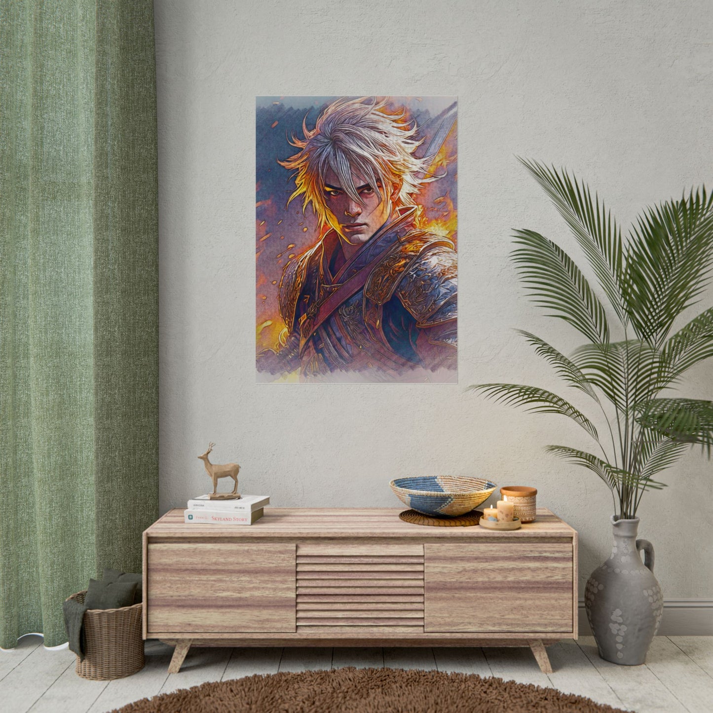 Epic Warrior Art Rolled Poster - Bold Fantasy Decor for Gamers & Anime Fans