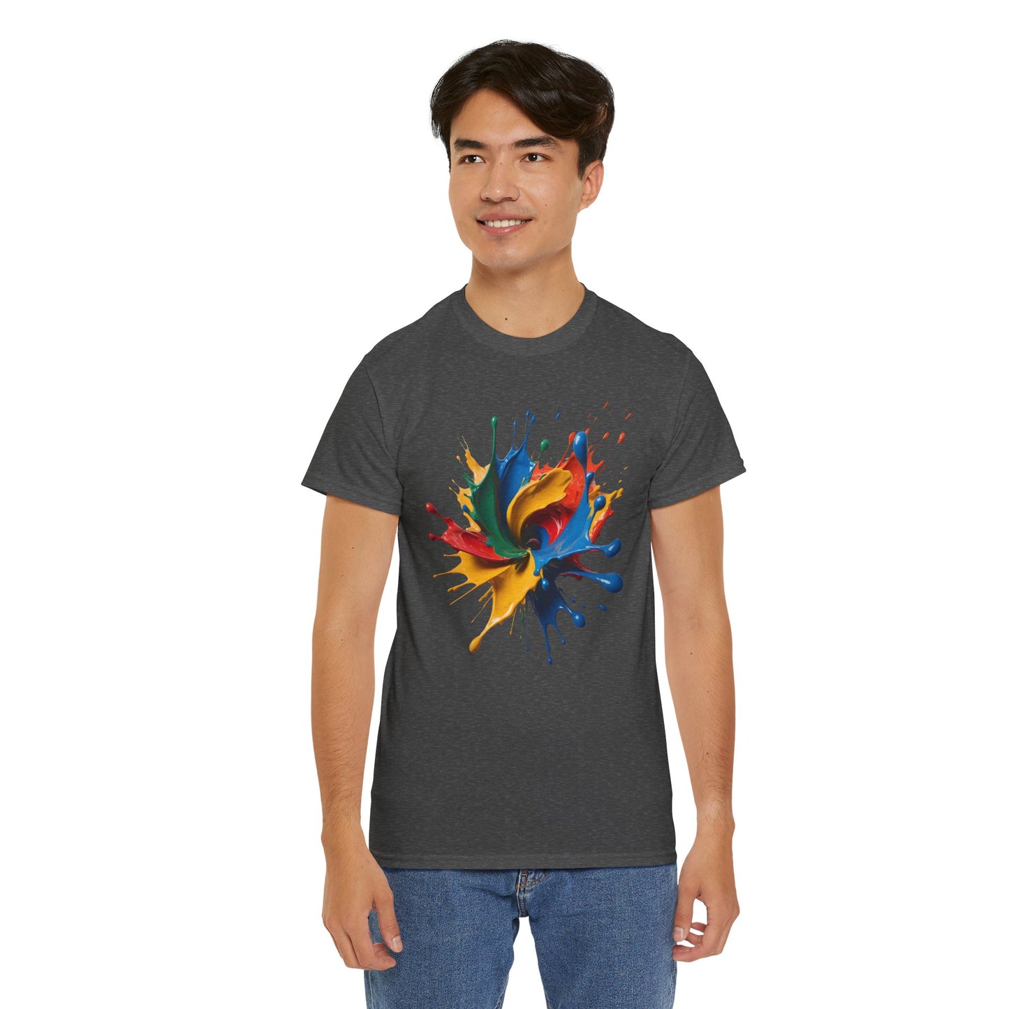"Oops!" Color Splash Energy – Wear the Art, Feel the Vibe - Colorful Splash Art Unisex Heavy Cotton Tee | Vibrant Graphic T-Shirt, Casual Wear, Gift for Art Lovers, Color Run, Festival Outfit