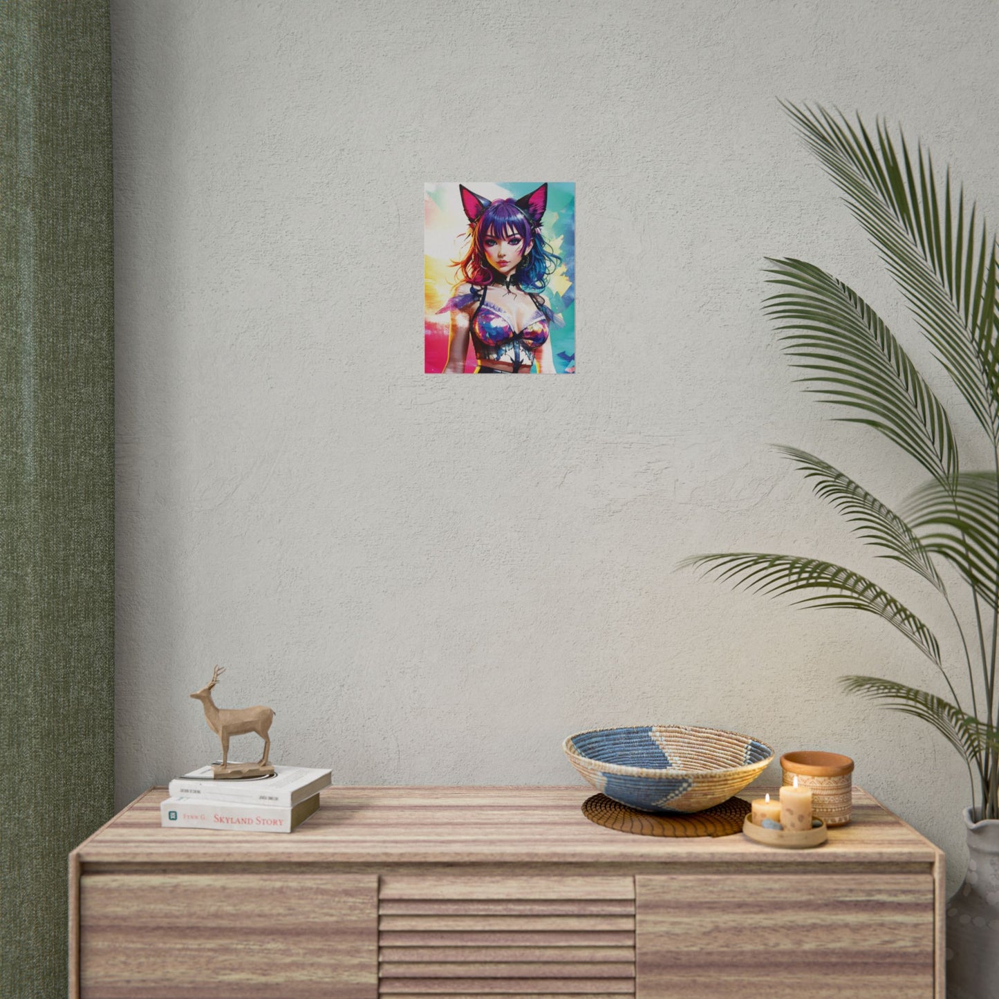 Vibrant Anime Cat Girl Rolled Poster - Colorful Wall Art for Anime Lovers