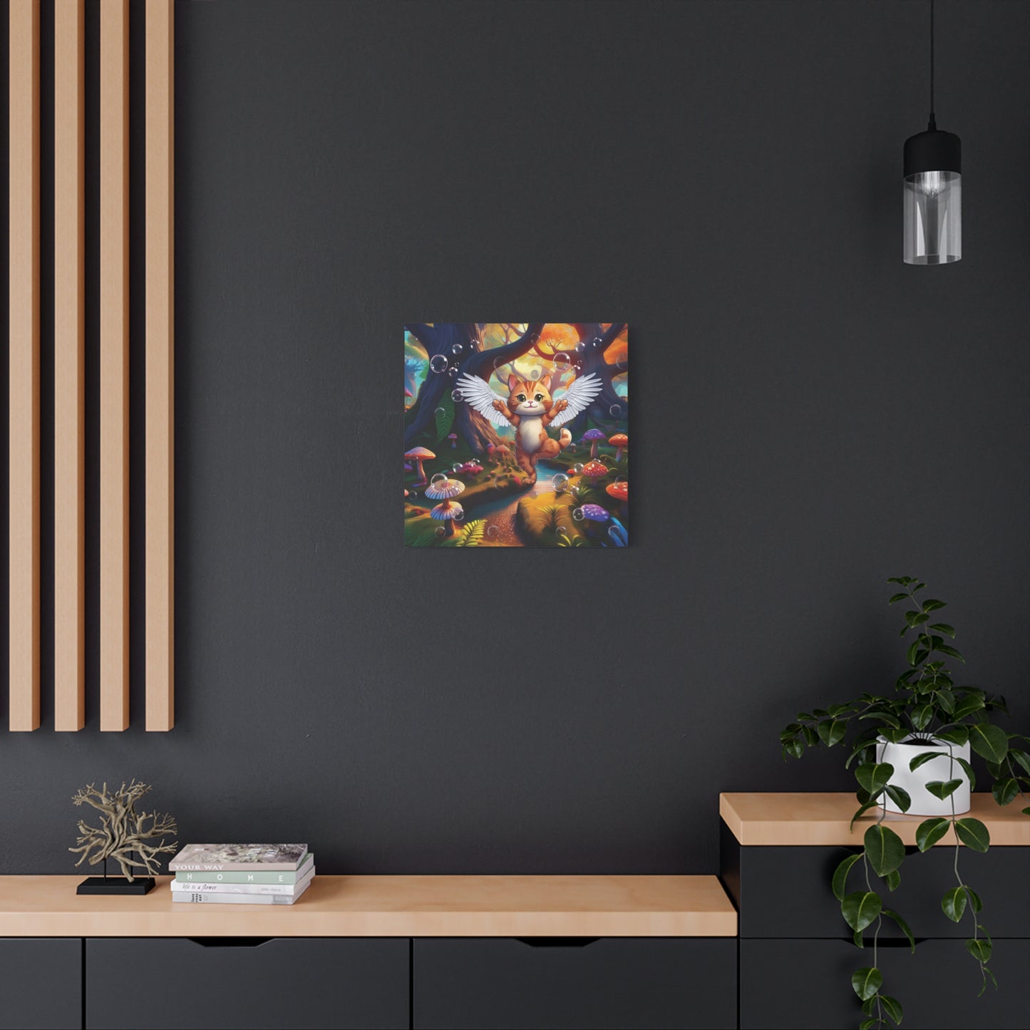 Winged Whiskers: Fantasy Cat's Magical Adventure - Canvas Print