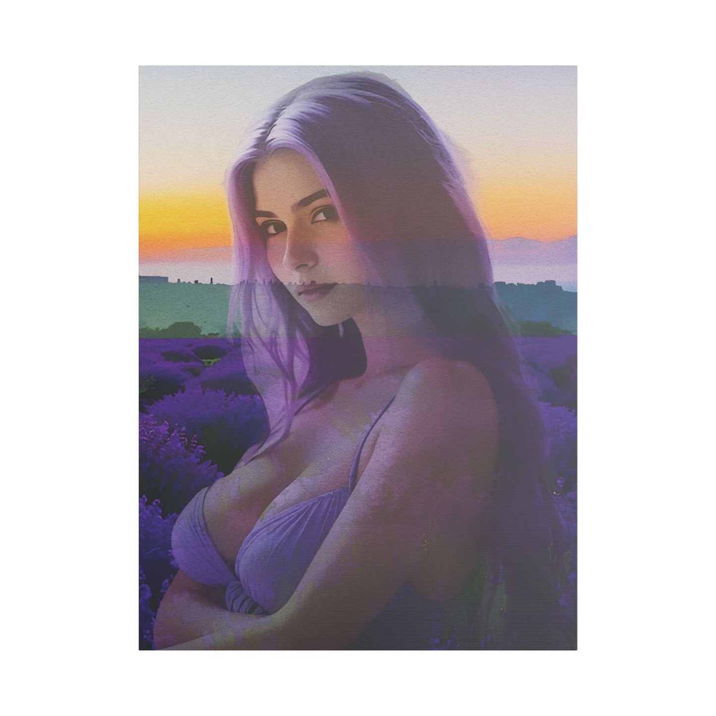 "Beautiful Lavender" – Dreamy Sunset Muse in Lavender Field Canvas Art