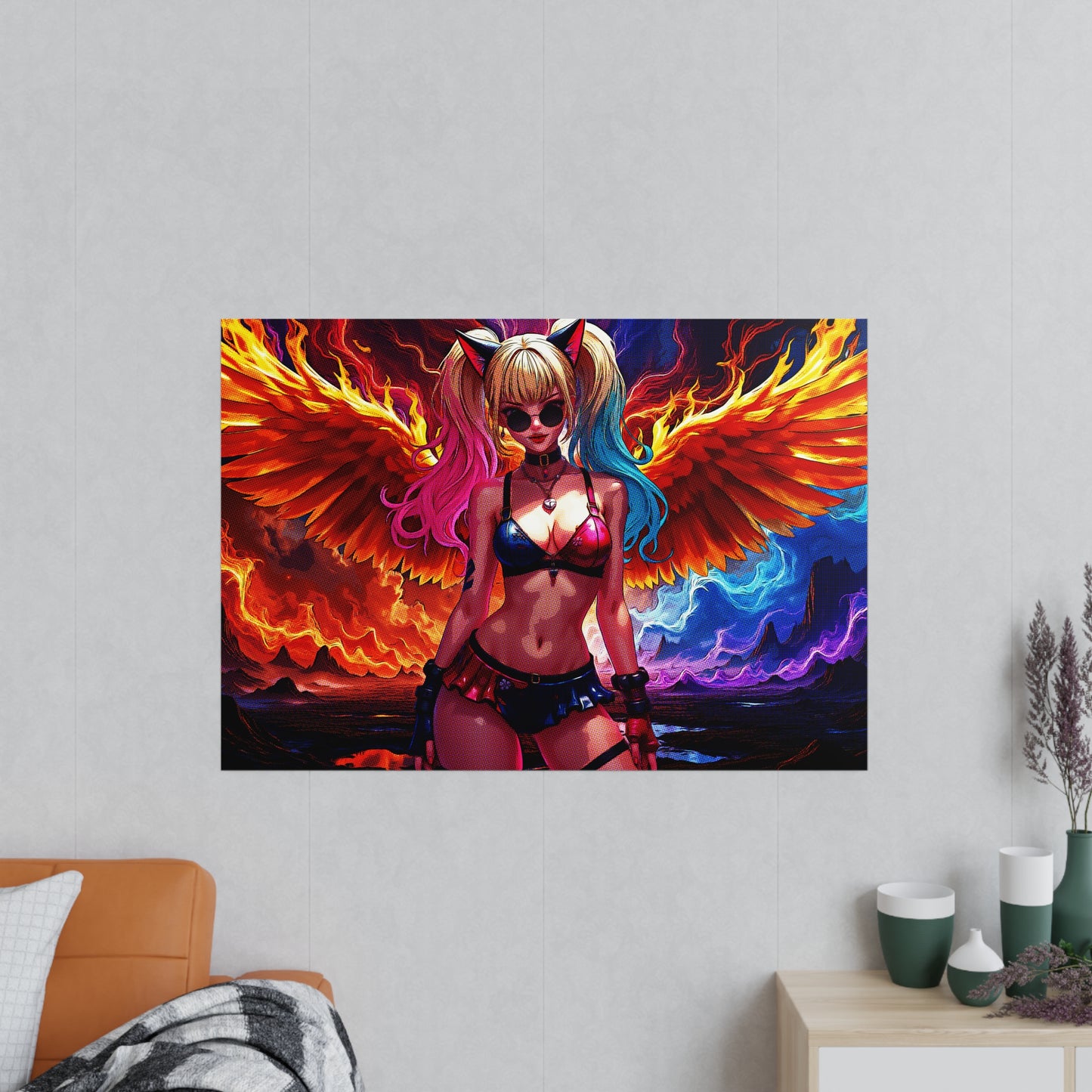 Vibrant Fantasy Pop Art Poster - Colorful Angel Wings Decor