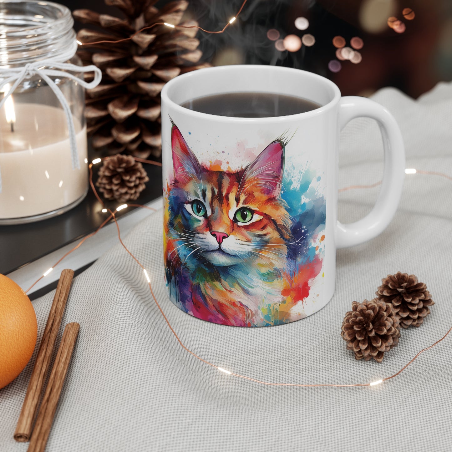 Tri-Color Cat Mug 11oz/15oz