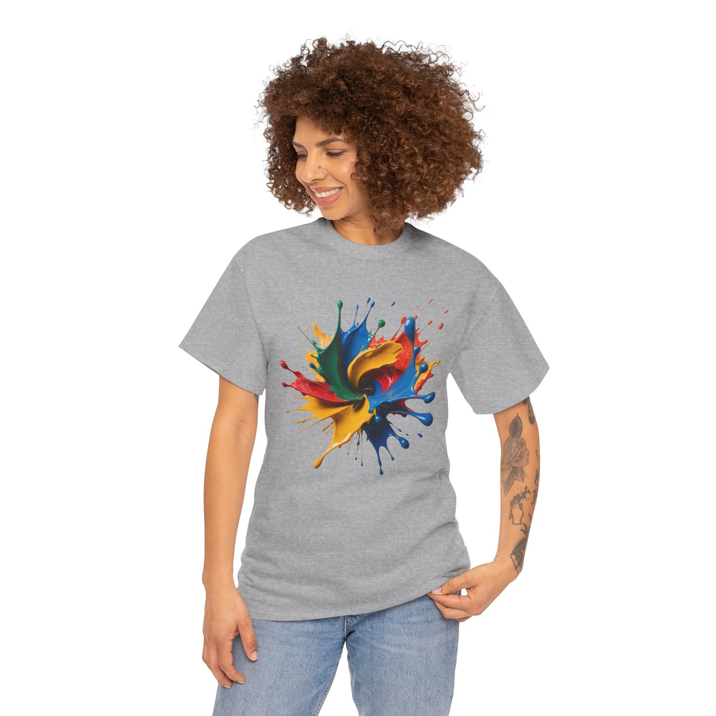 "Oops!" Color Splash Energy – Wear the Art, Feel the Vibe - Colorful Splash Art Unisex Heavy Cotton Tee | Vibrant Graphic T-Shirt, Casual Wear, Gift for Art Lovers, Color Run, Festival Outfit
