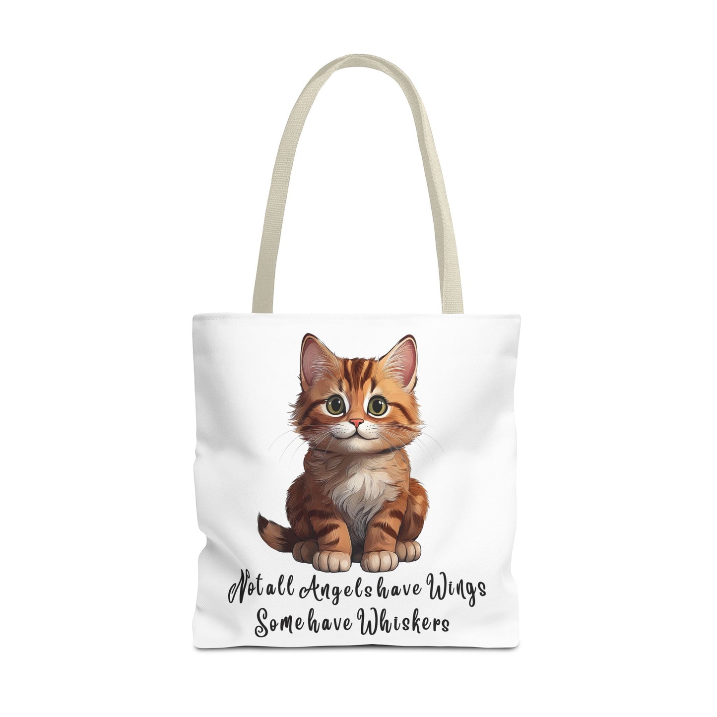 Colorful Tri-Color Cat Tote Bag: Not all Angels have Wings, some have whiskers