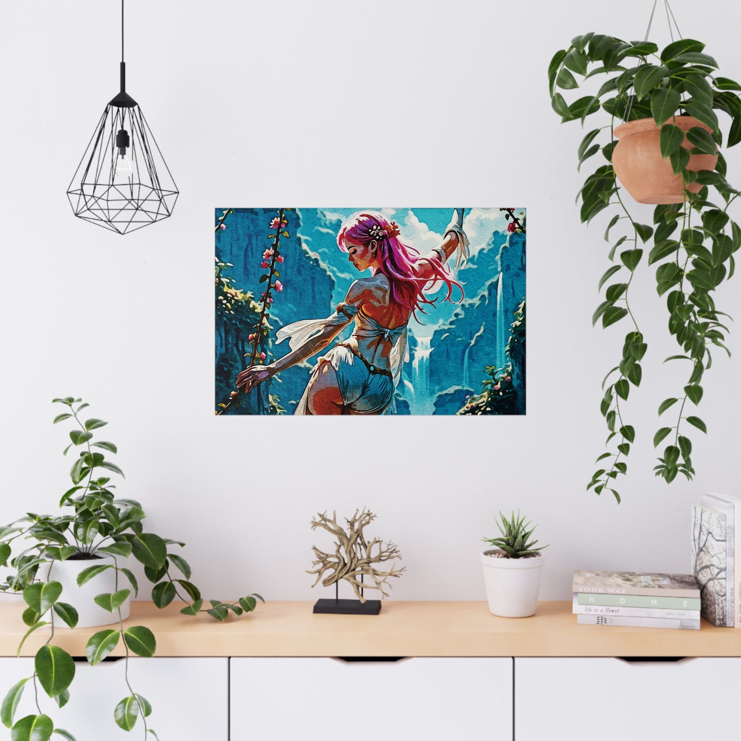 Blossom Beyond β Where Fantasy Blooms and Courage Flows πΈπ - Fantasy Landscape Matte Poster, Wall Art for Home Decor, Gift for Nature Lovers, Bohemian Style Decor, Art Print for Any Room