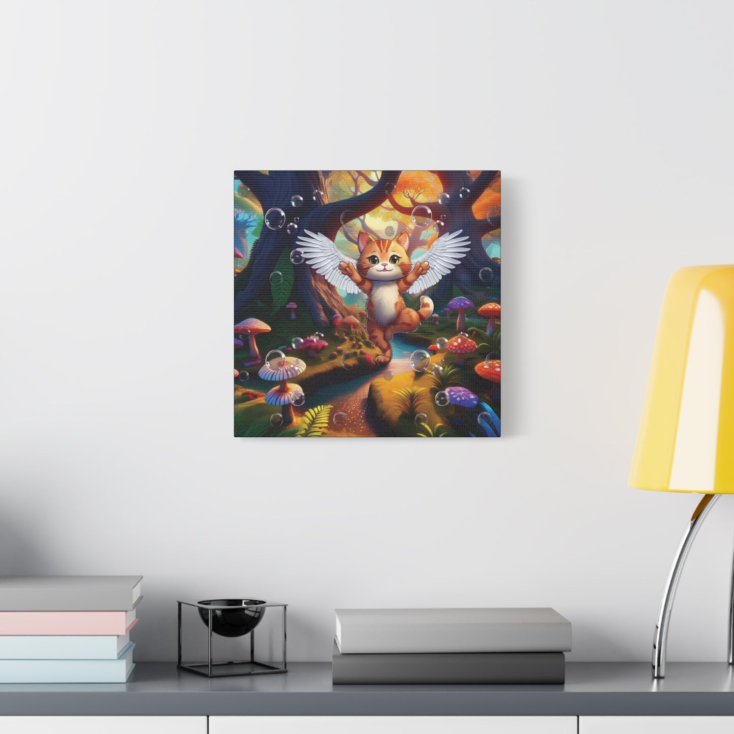 Winged Whiskers: Fantasy Cat's Magical Adventure - Canvas Print