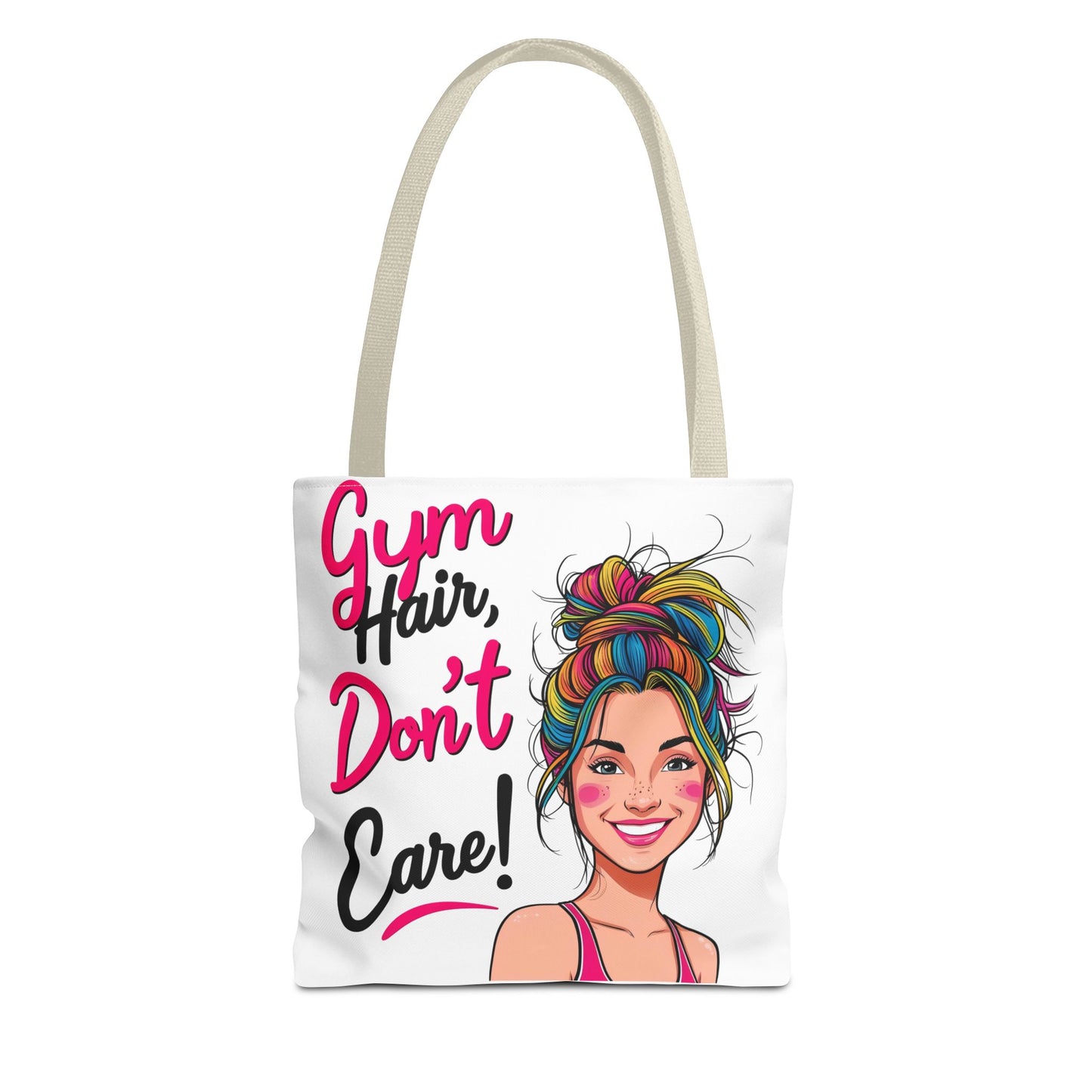 Fun Gym Tote Bag - 'Gym Hair, Don't Care!' - Perfect for Fitness Enthusiasts