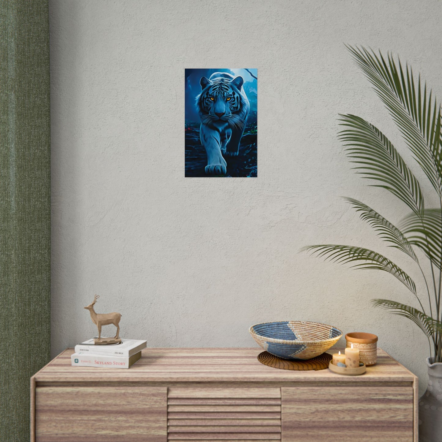 π
Blue Ember: Strength in Stillness, Power in Motion - Majestic Tiger Rolled Poster, Wildlife Decor, Animal Lover Gift, Home Wall Art, Tiger Poster Print