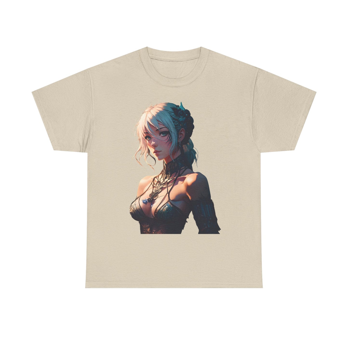 Mystical Anime Forest Princess Portrait - Stylish Graphic Tee with Fantasy Design, Casual Wear, Anime Gift, Comfortable T-Shirt, Art Tee for Everyday Fashion