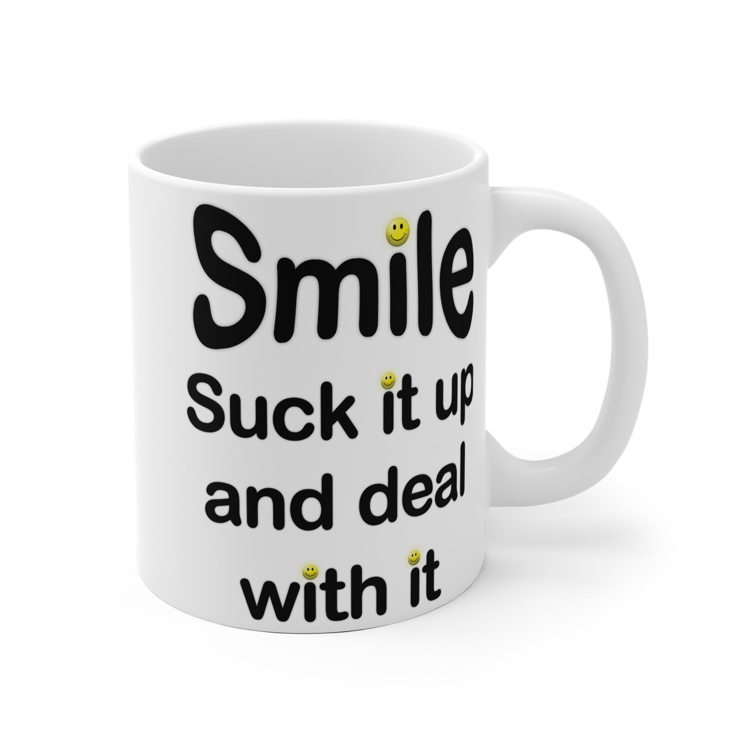 Smile Mug - Motivational Coffee Cup for Positivity, Cheerful Gift for Friends, Office Humor, Inspirational Drinkware, Uplifting Ceramic