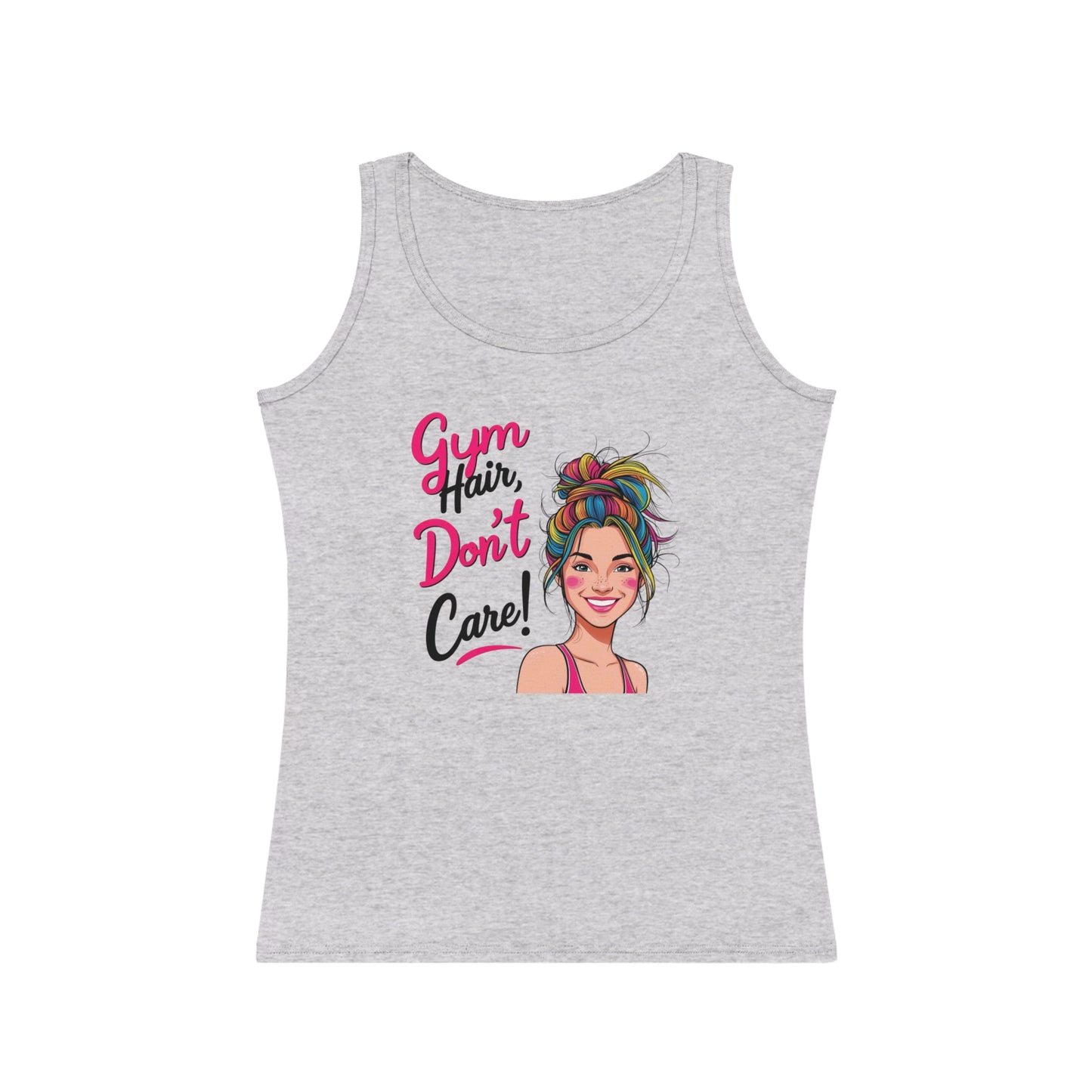 Funny 'Gym Hair, Don't Care' Women's Tank Top - Workout Humor Fitness Shirt