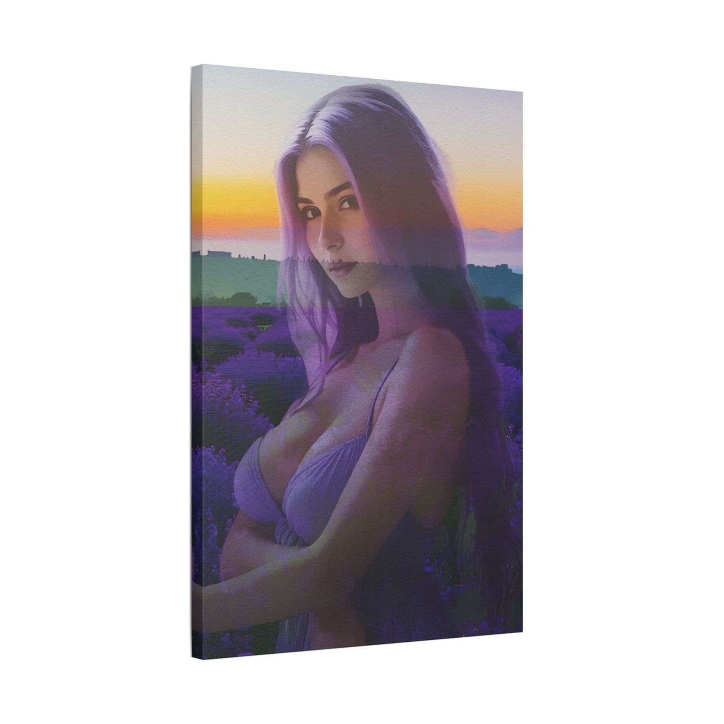 "Beautiful Lavender" – Dreamy Sunset Muse in Lavender Field Canvas Art