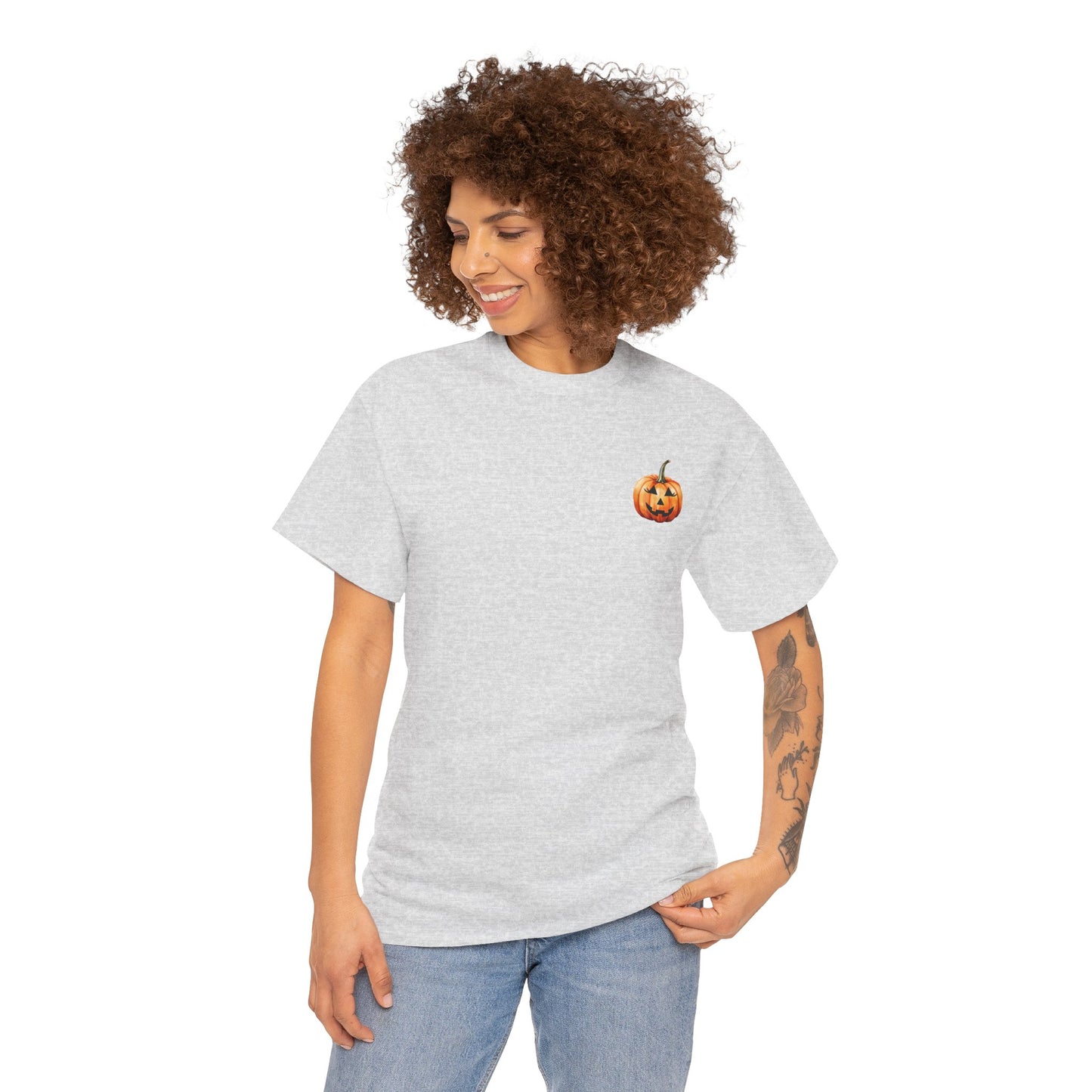 ๐ Embrace Autumn Magic - Pumpkin Bliss Collection for Cozy Season Vibes โจ - Harvest Vibes Pumpkin Cotton Tee | Fall Shirt, Halloween Apparel, Autumn Fashion, Unisex Graphic Tee, Gift for Pumpkin Lovers