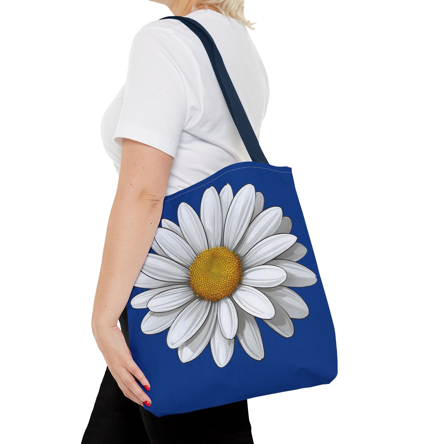 Daisy Tote Bag - White Floral Design Summer Fashion Accessory
