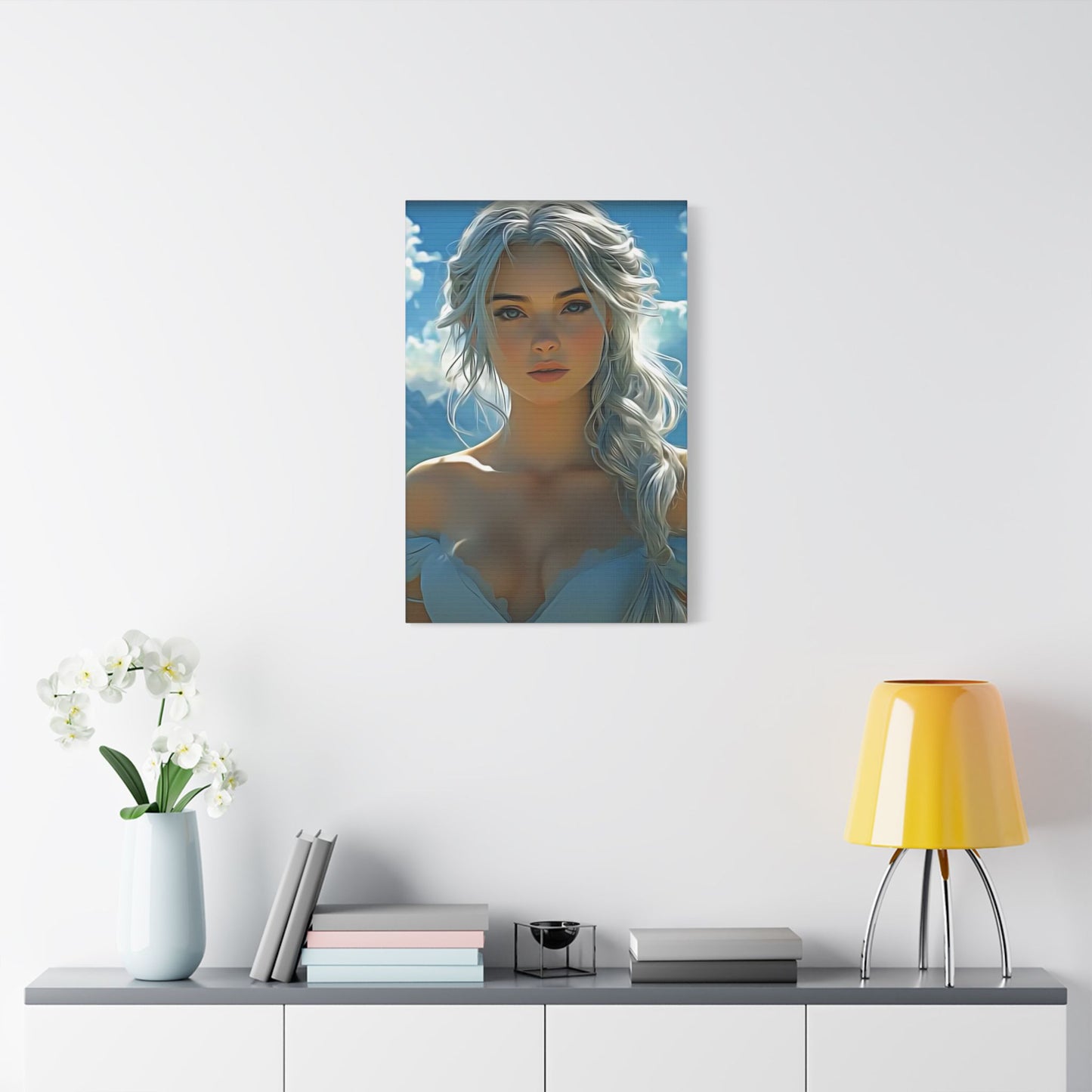 Radiance Within: The Calm Power of Beauty - Stretched Satin Canvas Art Print, Ethereal Wall Decor, Modern Home Aesthetic, Inspirational Art, Gift for Art Lovers