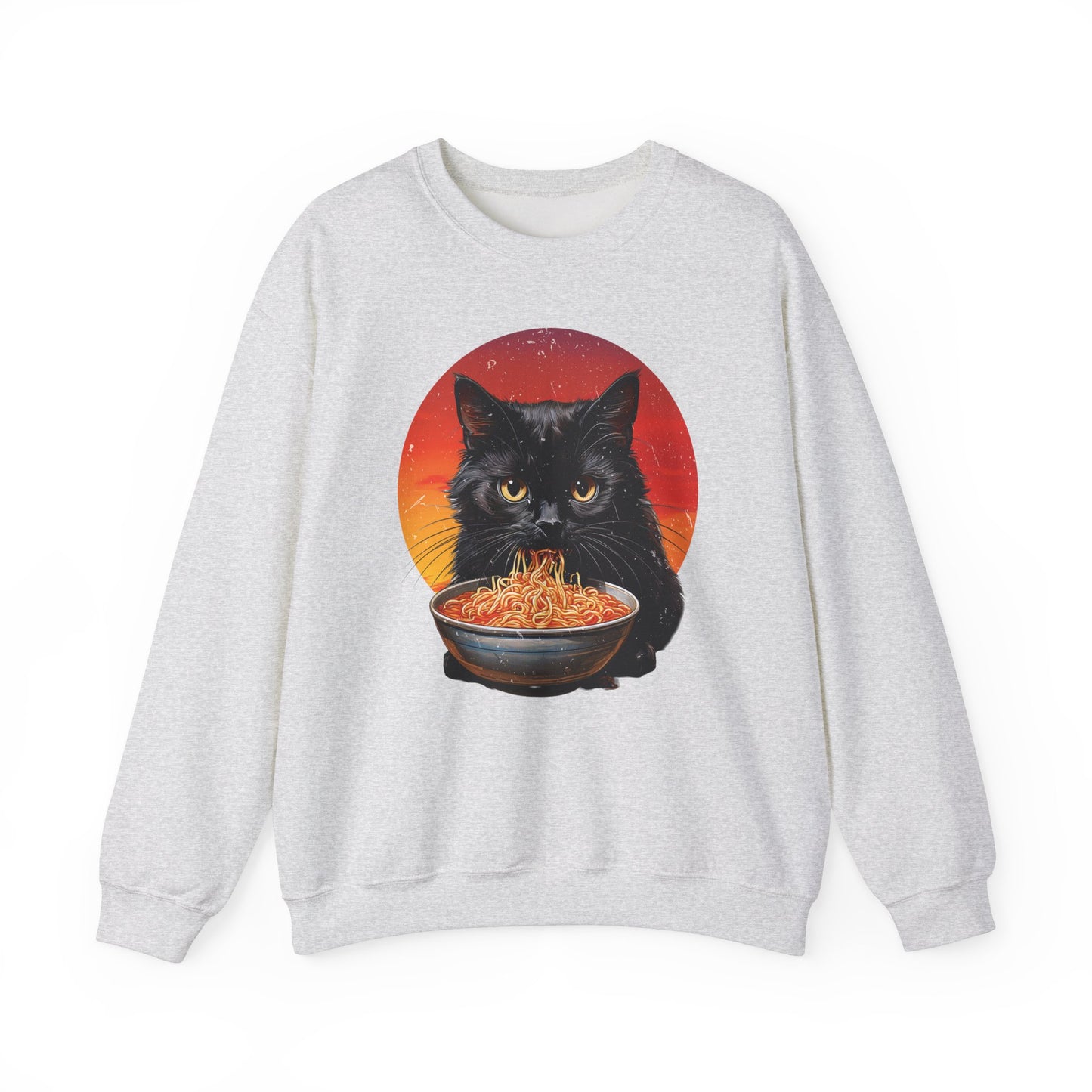 Ramen Cat - Cozy Cat Lover's Crewneck Sweatshirt - Purrfect for Foodies