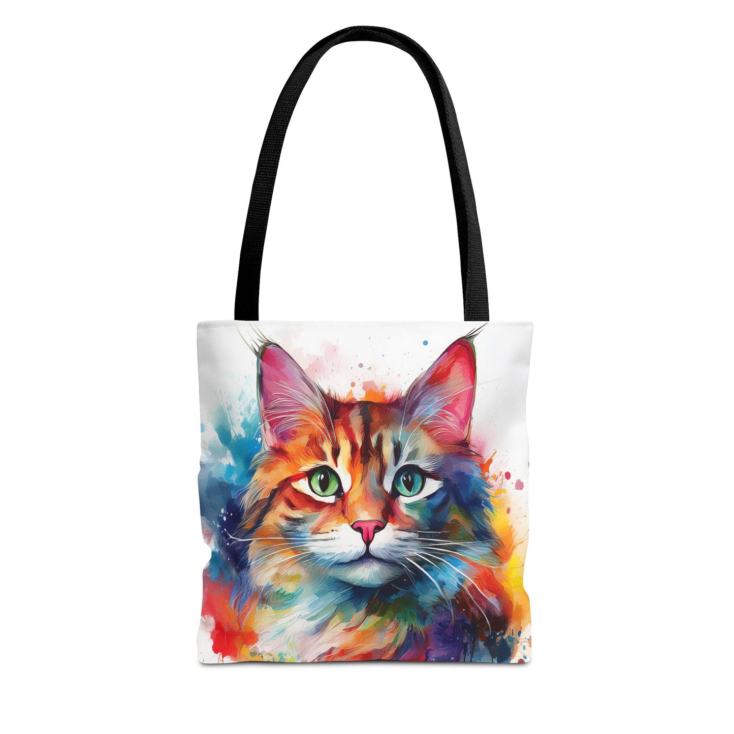 Colorful Tri-Color Cat Tote Bag: Pawsitive Vibes