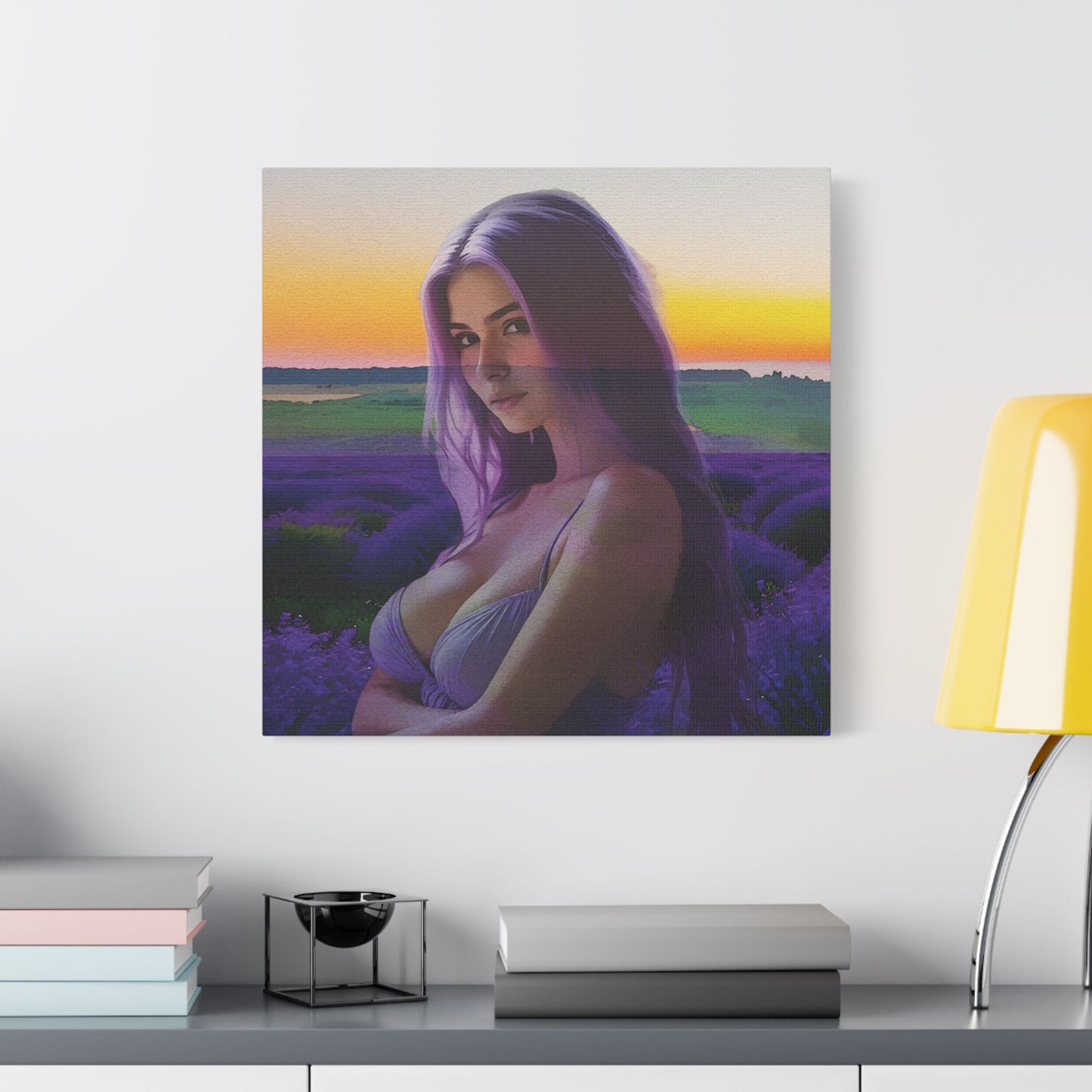 "Beautiful Lavender" – Dreamy Sunset Muse in Lavender Field Canvas Art