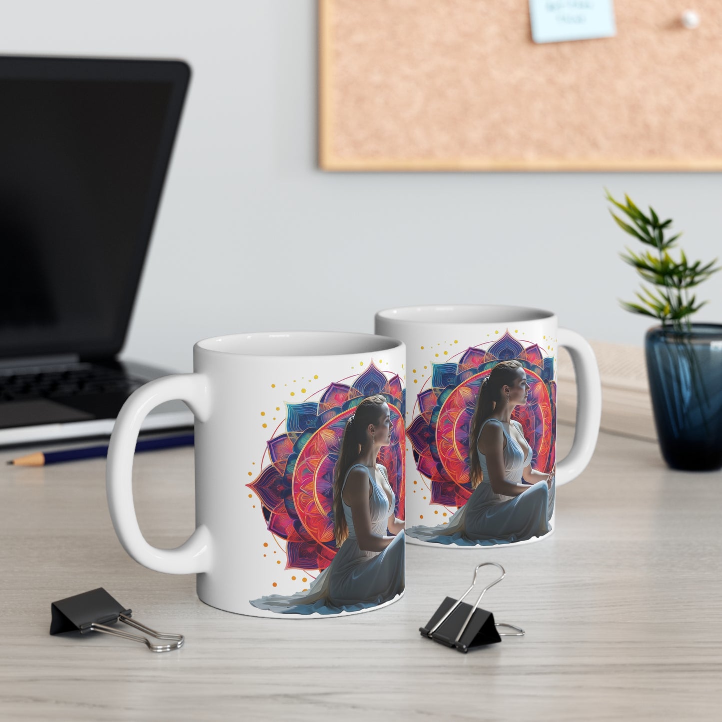 Meditative Spirit Ceramic Coffee Cups | 11oz & 15oz | Mindfulness Gifts, Yoga Lovers, Meditation, Wellness Décor, Personalize Your Drink
