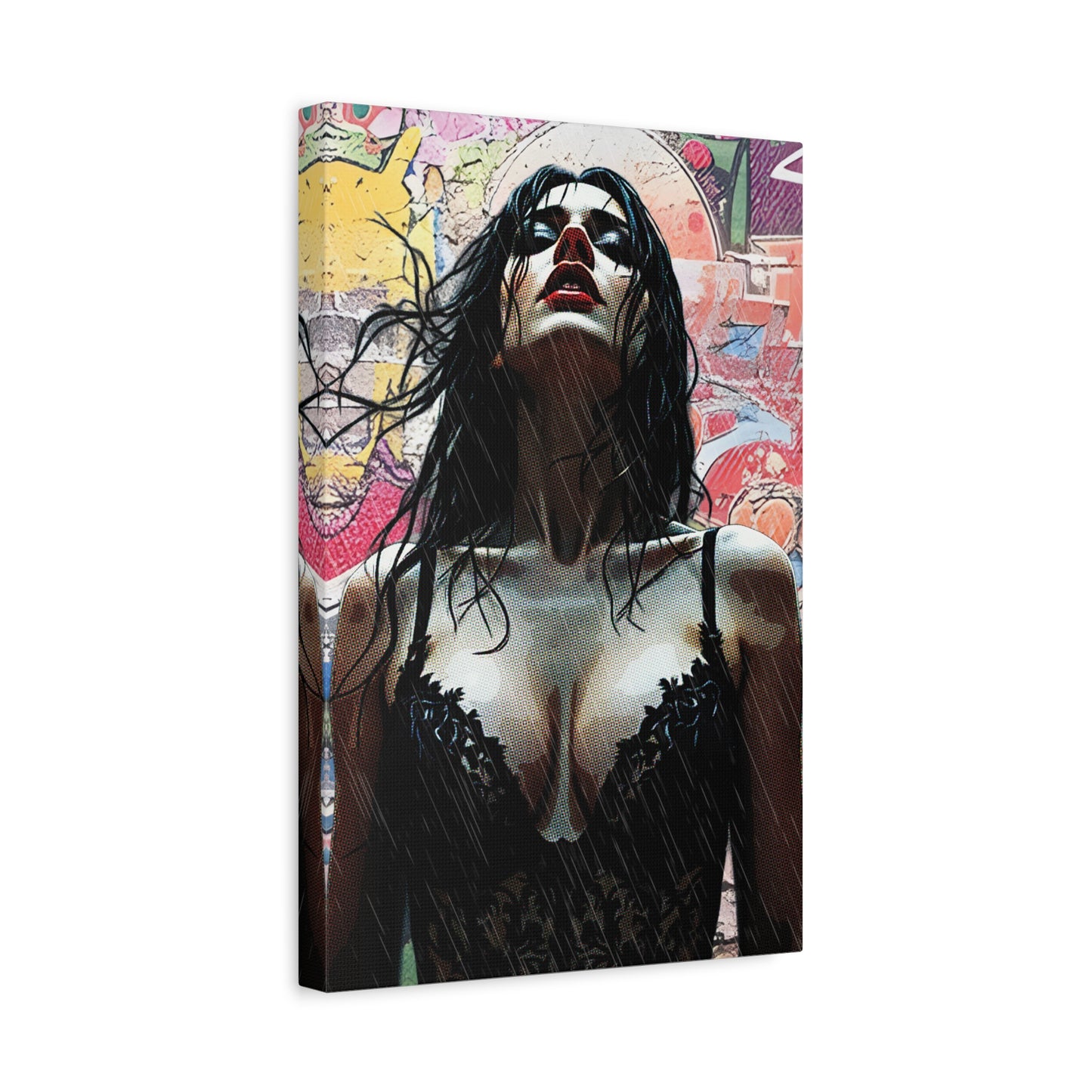 Rise Through the Storm: A Bold Expression of Strength, Passion, and Resilience in the Rain - Stretched Canvas Art Print, Wall Decor, Home Decor, Gift for Art Lovers, Modern Artwork, Contemporary Wall Art