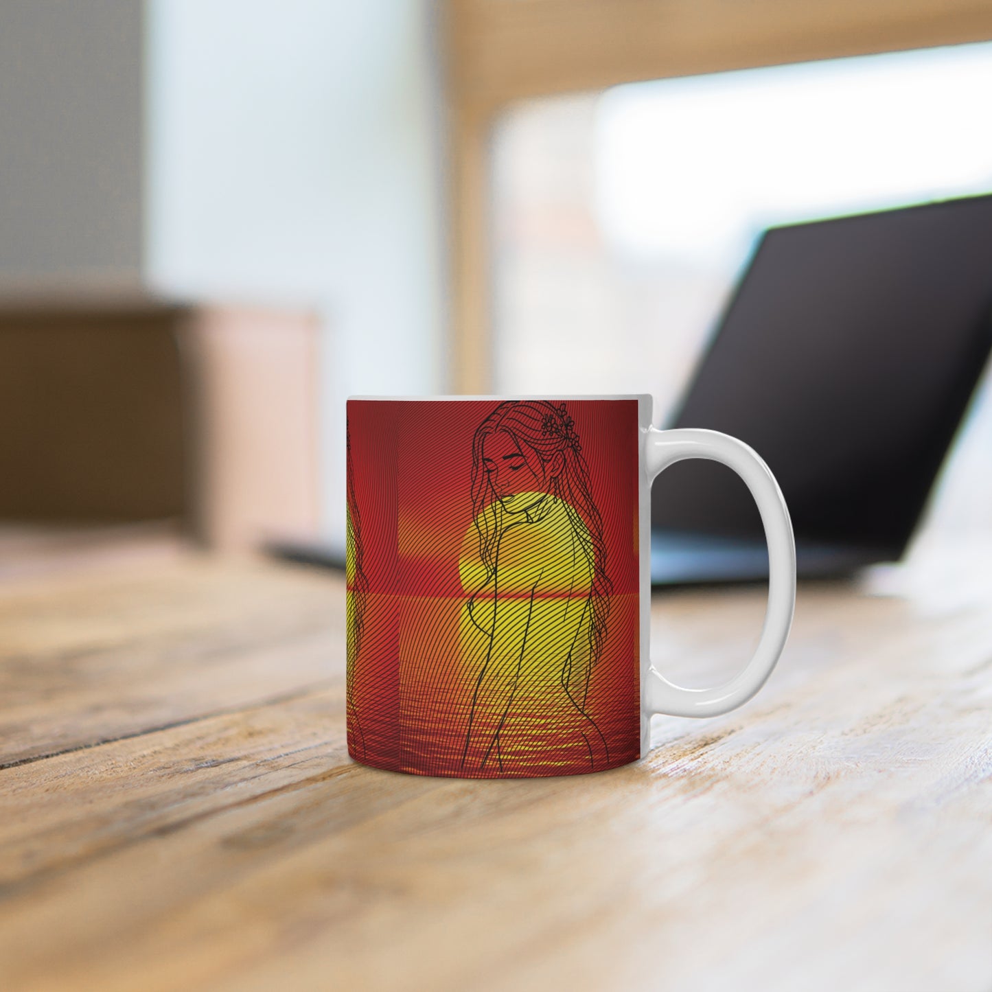 Elegant Sunset Ceramic Mug - Stylish Coffee Cup, Gift for Her, Warm Tea Mug, Self-Care Essential, Home Decor