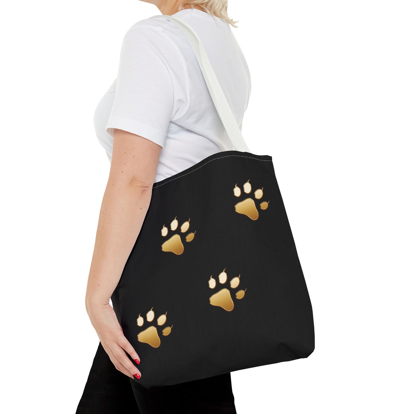 Gold cat Paw Print Tote Bag - Stylish & Practical for Animal Lovers