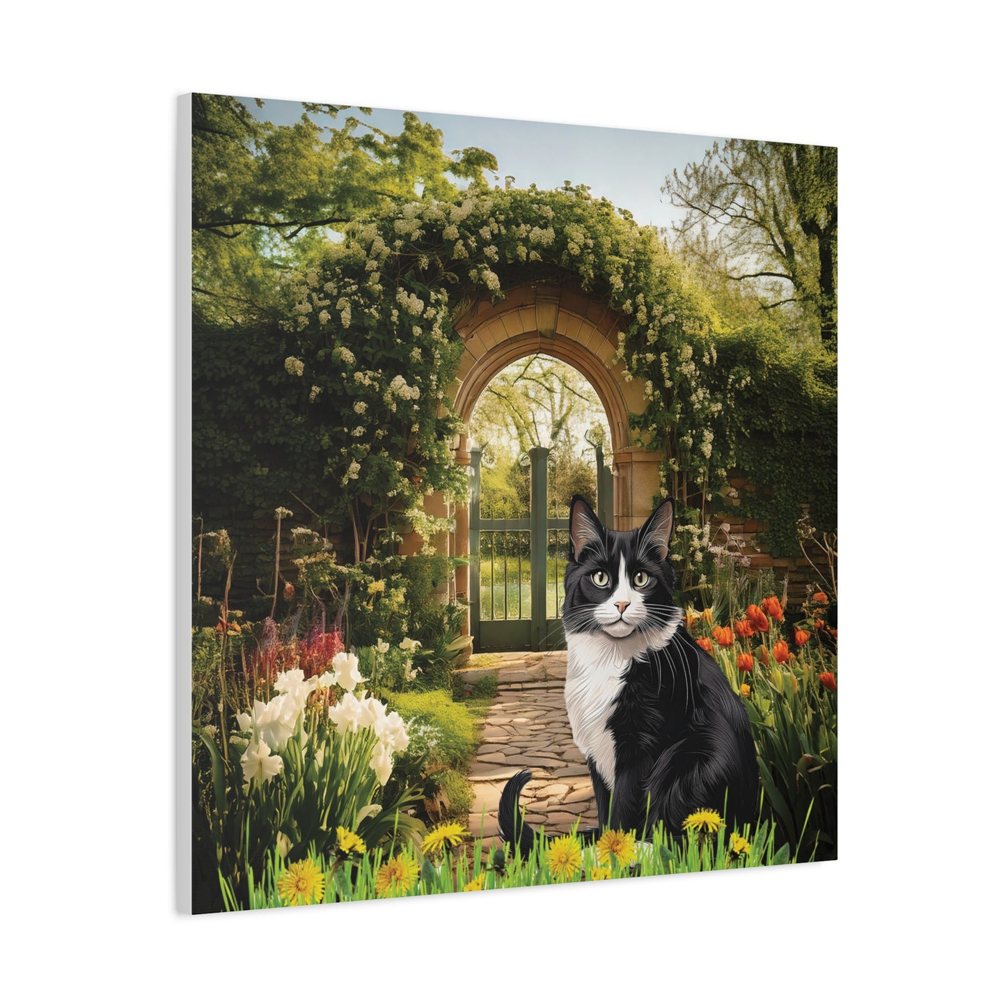 Cat Garden Matte Canvas Wall Art - Charming Home Decor for Cat Lovers