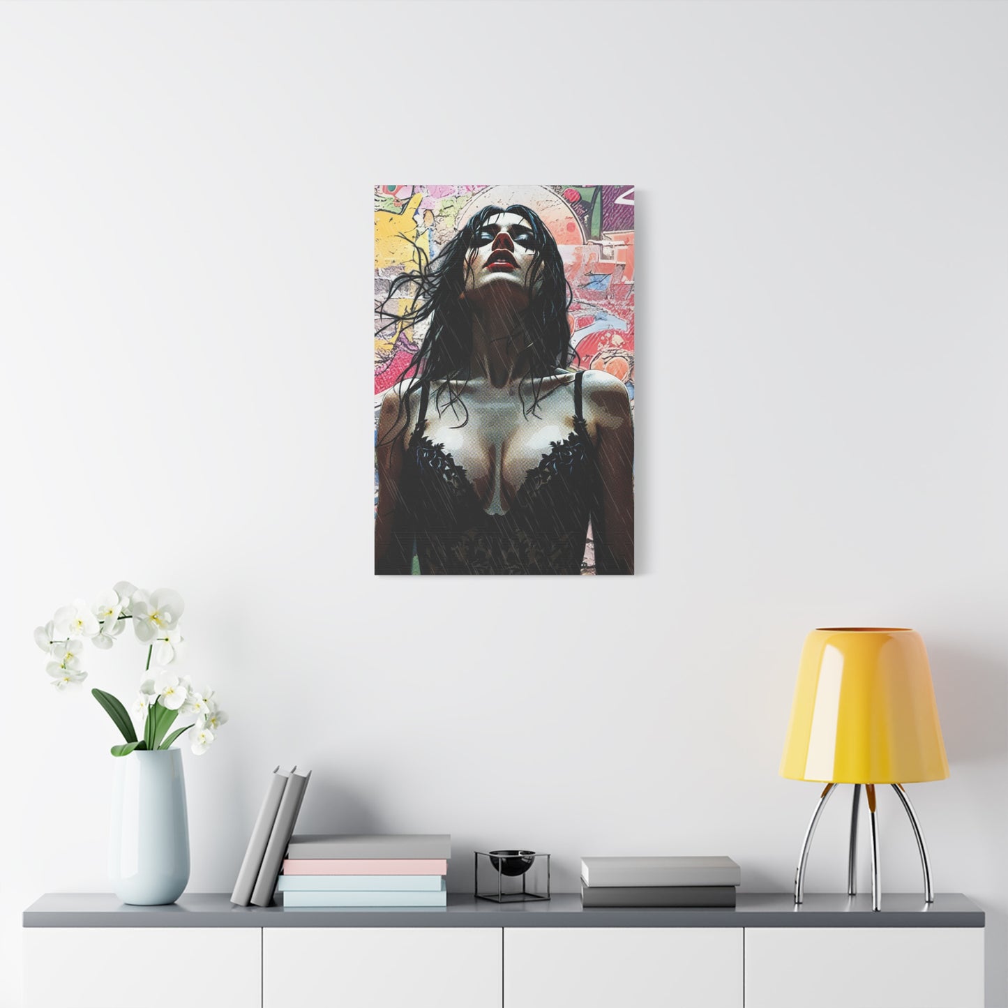 Rise Through the Storm: A Bold Expression of Strength, Passion, and Resilience in the Rain - Stretched Canvas Art Print, Wall Decor, Home Decor, Gift for Art Lovers, Modern Artwork, Contemporary Wall Art