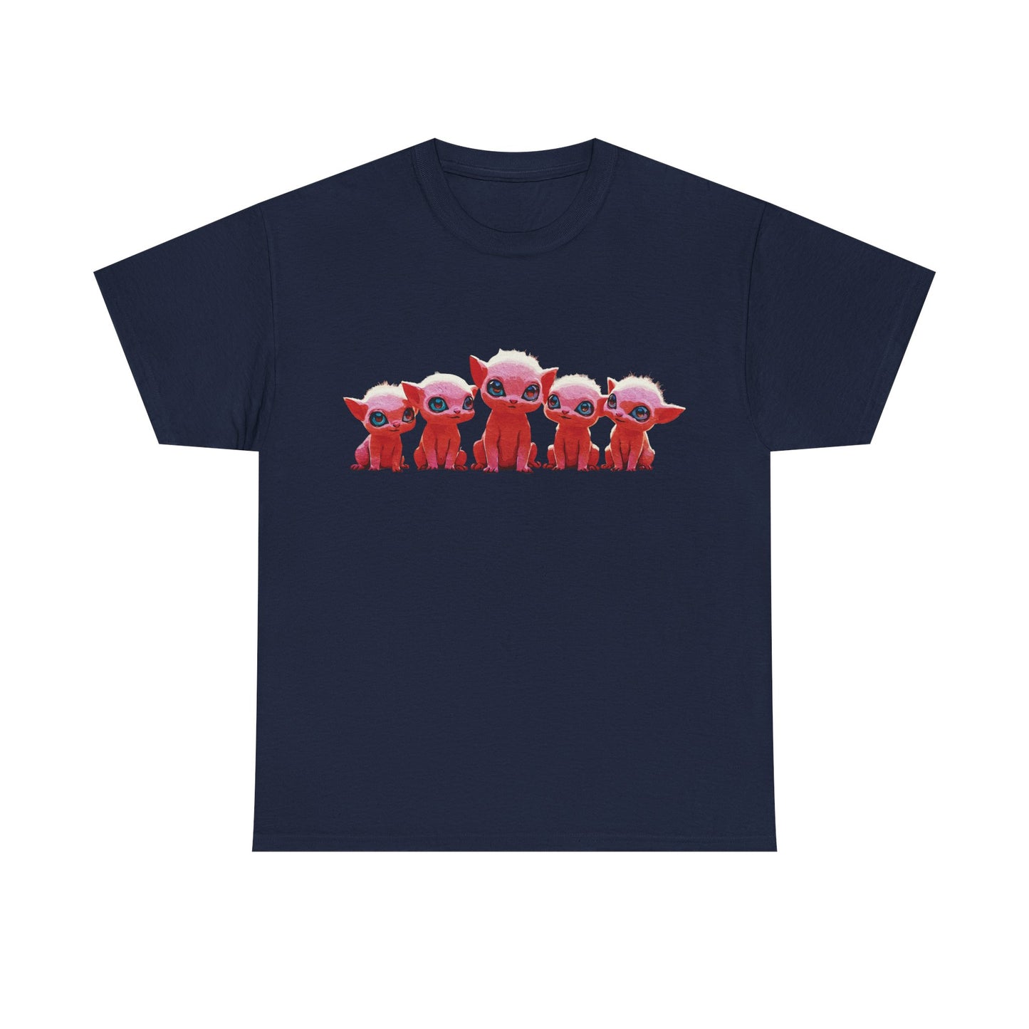 "Squad Goals: Adorable Red Creatures United - Friendship & Joy Collection" - Cute Cartoon Animal Unisex Heavy Cotton Tee, Fun Graphic Shirt, Gift for Animal Lovers, Casual Outfit, Summer Apparel