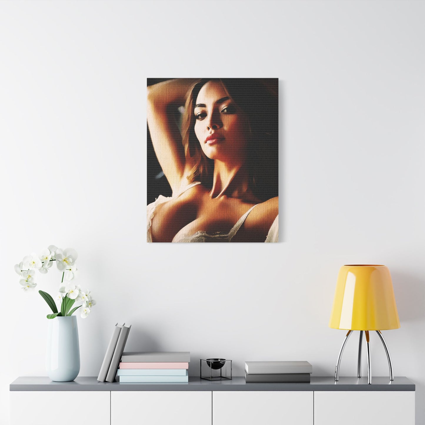 Empowered Allure – Striking Portrait of Confidence and Timeless Feminine Grace in Art - Elegant Satin Canvas Art Print, Modern Home Decor, Wall Art for Living Room, Bedroom Aesthetic, Unique Gift Idea