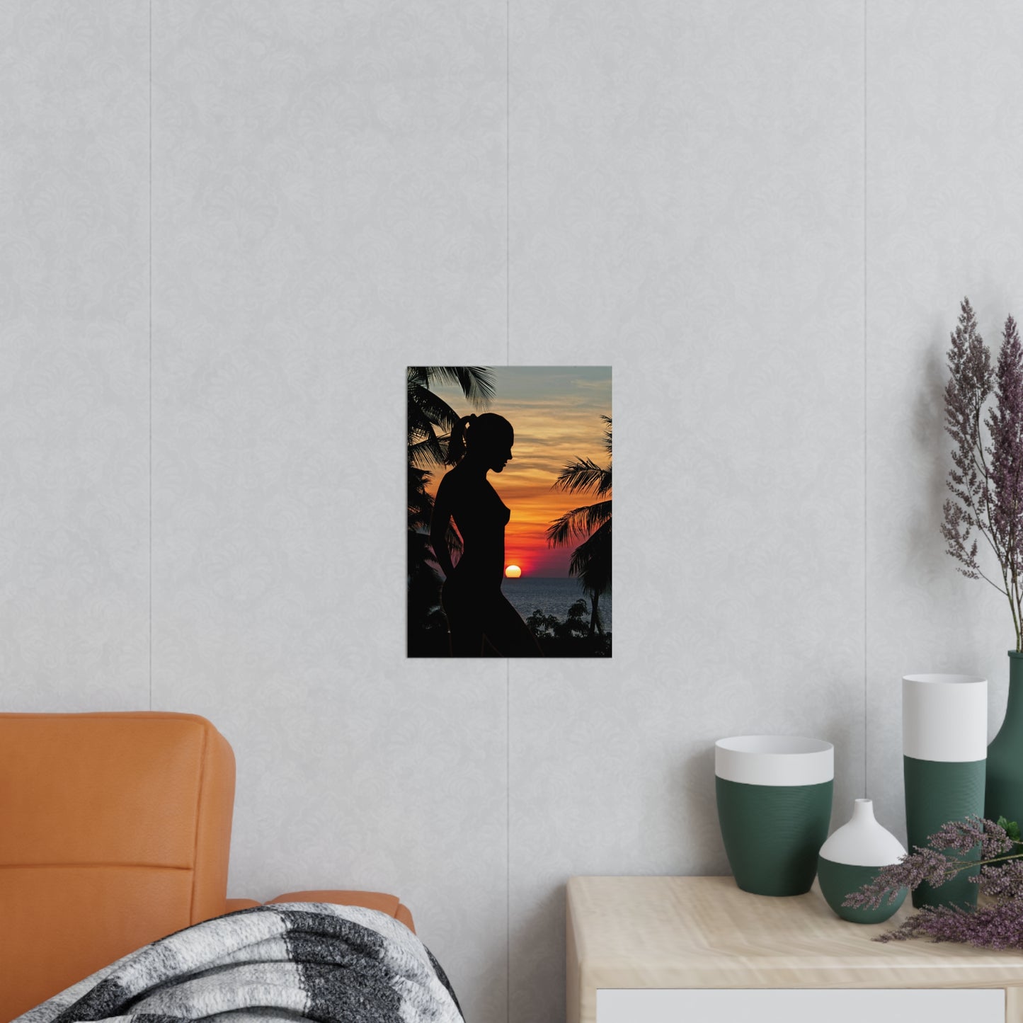 Silhouette Sunset Poster Art, Tropical Wall Decor, Home Aesthetic Prints, Gift for Nature Lovers, Bedroom Wall Art