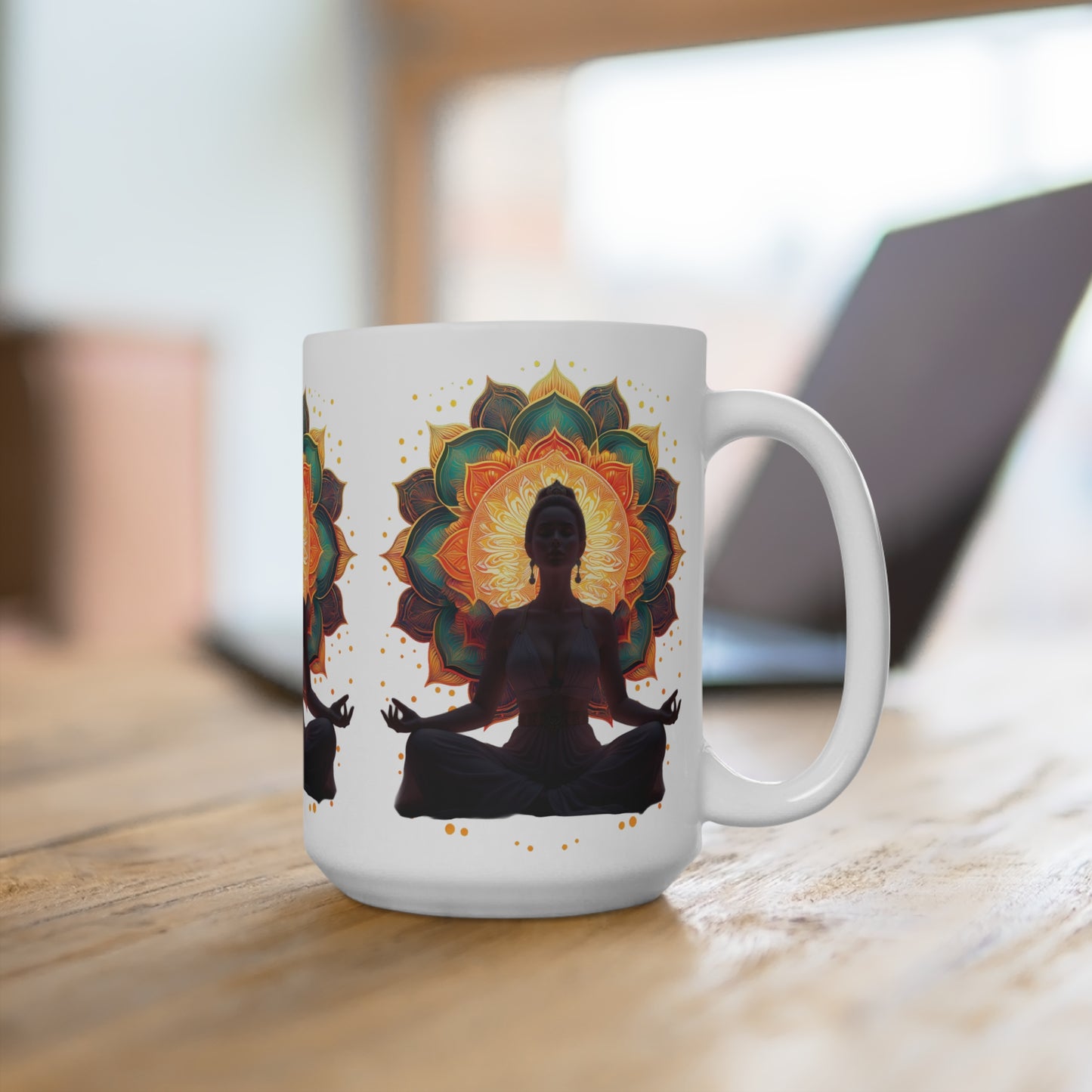 Meditation Ceramic Mug - Mindfulness Gift, Yoga Accessory, Chakra Decor, Inspirational Coffee Cup, Zen Homeware