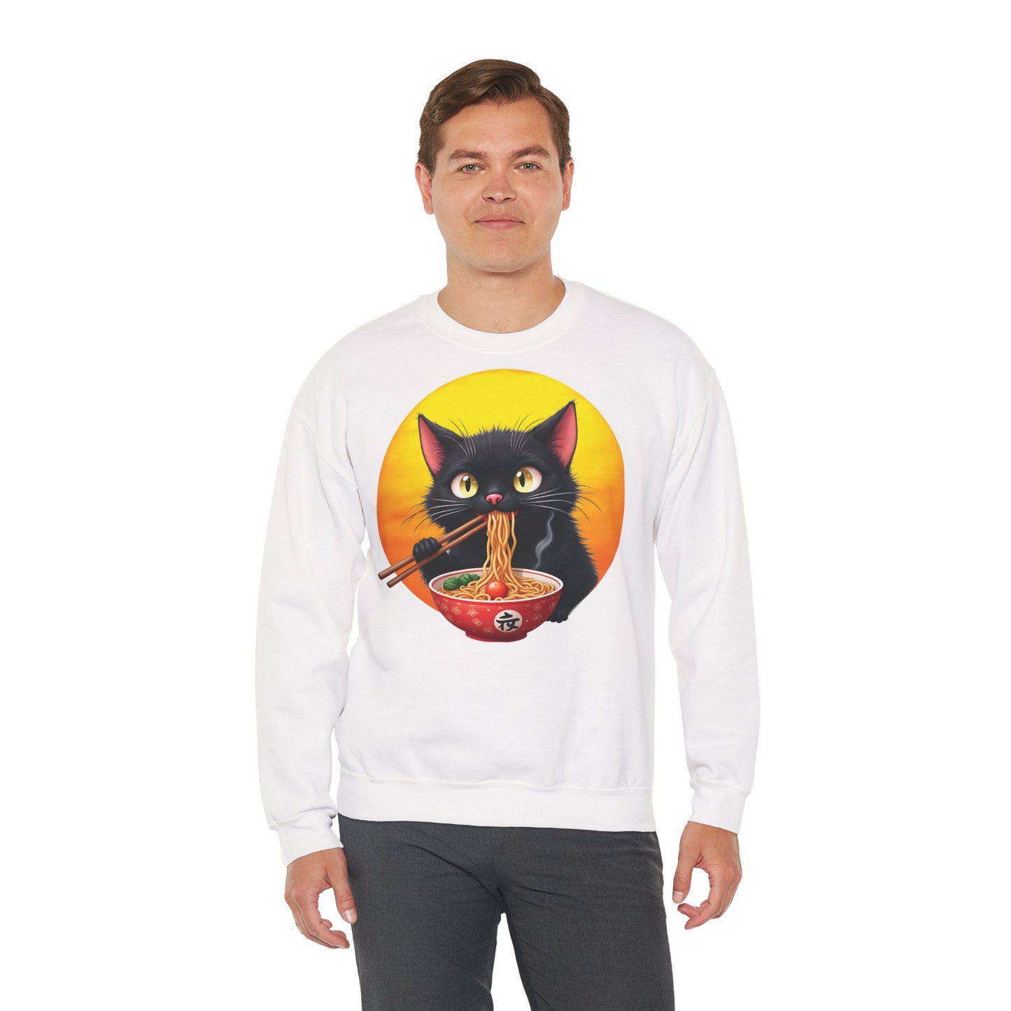 Ramen Cat Magic – Whiskers, Noodles & Sunshine Vibes - Cat Lover's Ramen Sweatshirt, Cozy Cat Crewneck, Cat-Themed Gift, Funny Sweatshirt, Unisex Pullover, Pet Lovers Apparel