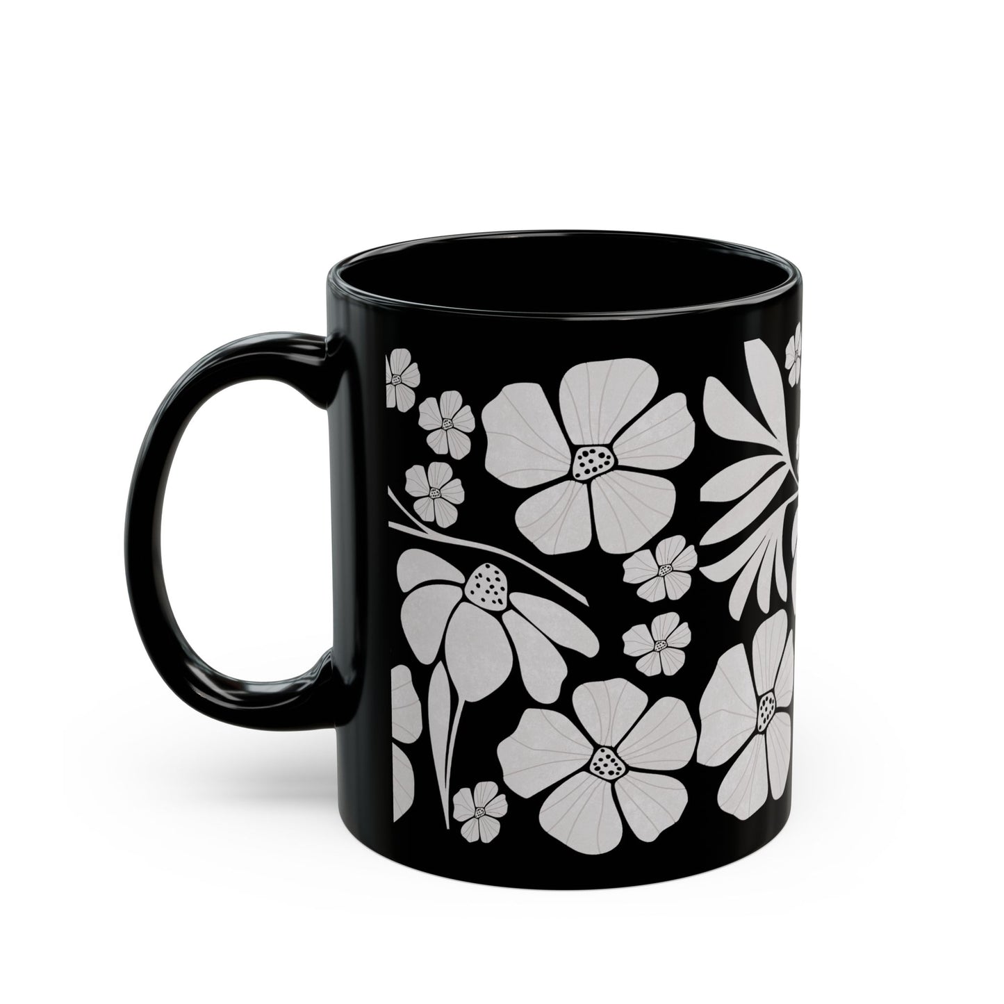 Elegant Floral Black Boho Style Mug - Perfect Gift for Tea and Coffee Lovers