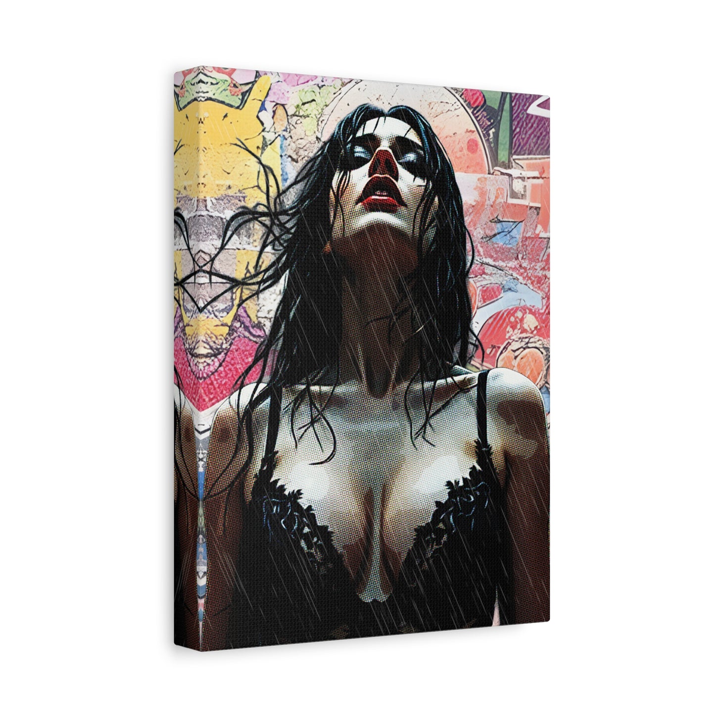 Rise Through the Storm: A Bold Expression of Strength, Passion, and Resilience in the Rain - Stretched Canvas Art Print, Wall Decor, Home Decor, Gift for Art Lovers, Modern Artwork, Contemporary Wall Art