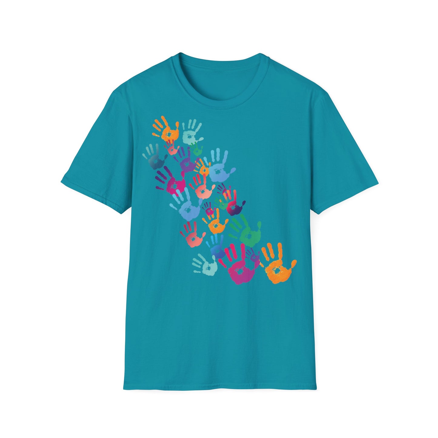 Colorful Handprints T-Shirt - Unisex Softstyle
