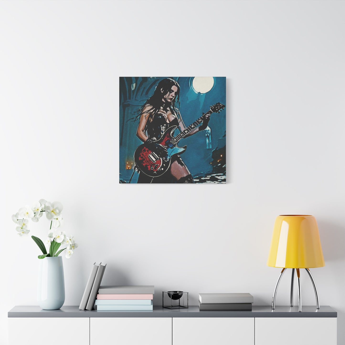 Midnight Riff: Power, Passion, and Gothic Pulse - Gothic Rocker Canvas Art, Edgy Wall Decor, Music Lover Gift, Unique Home Accent, Studio Wall Art