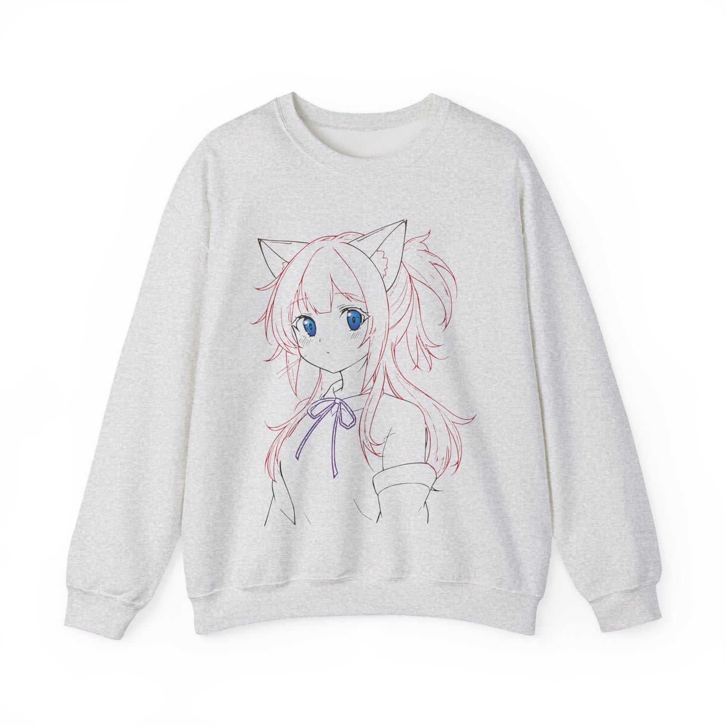 Cute Anime Cat Ears Sweatshirt, Cozy Crewneck for Anime Lovers, Perfect Gift for Birthdays, Casual Outfits, Winter Fashion, Everyday Wear
