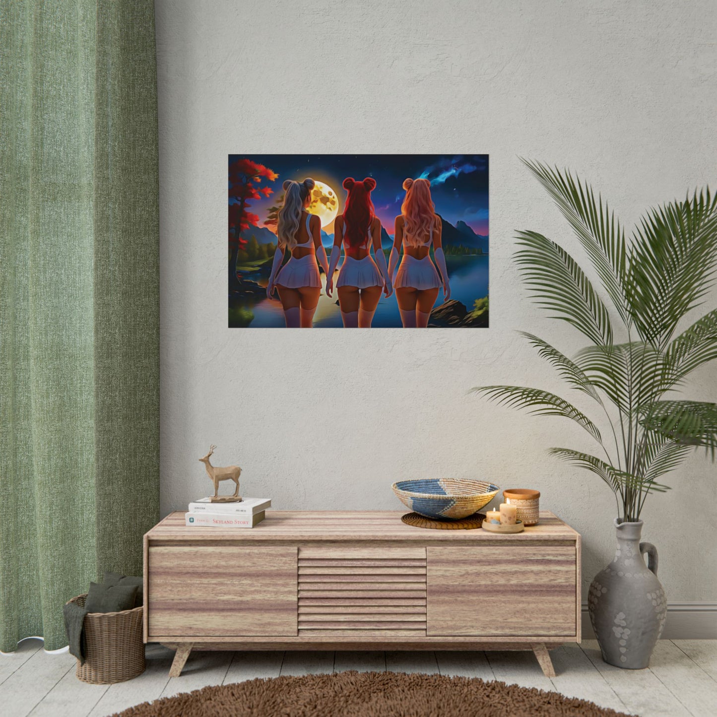 π Moon Sisters: Unity in Light, Magic in Motion - Vibrant Art Rolled Posters, Aesthetic Wall Decor, Anime Inspired Art, Unique Gift, Home Decor, Bedroom Wall Art, Feminine Aesthetic