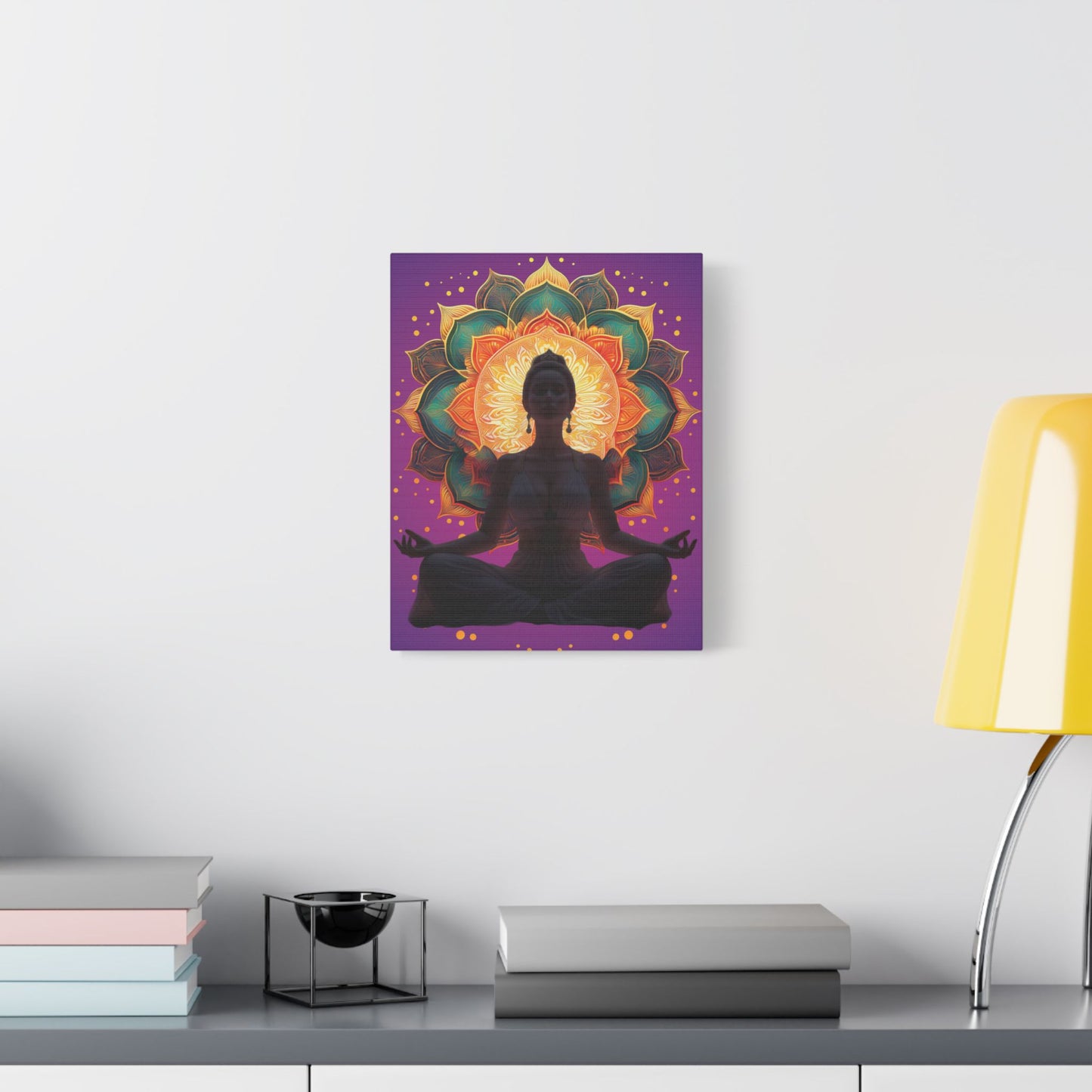 Meditation Canvas Art Print, Spiritual Wall Decor, Yoga Decor, Mindfulness Gift, Bohemian Art, Lotus Flower Canvas
