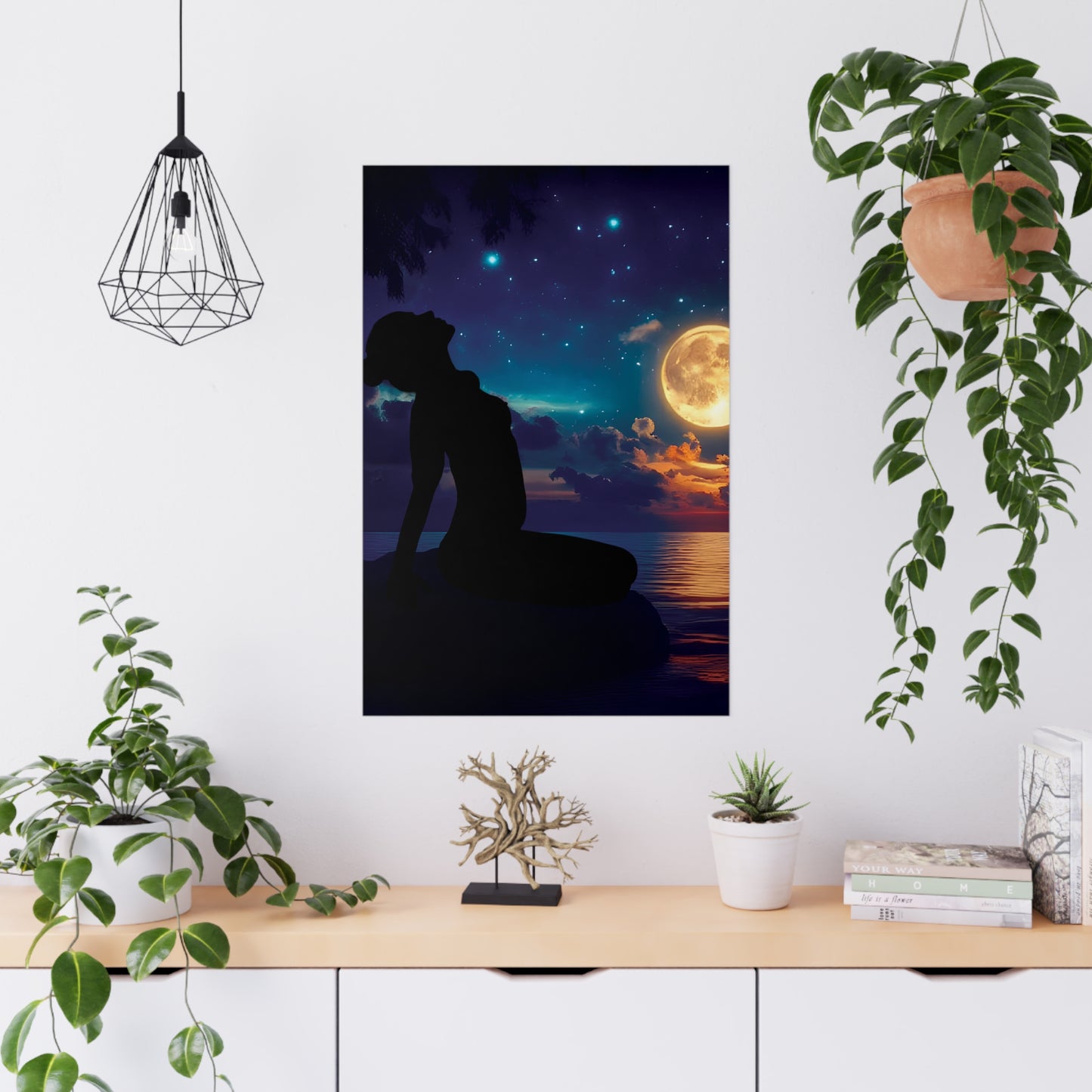Moonlight Reflections – Serenity in Every Shadow 🌕✨ - Dreamy Night Sky Matte Poster, Celestial Wall Art, Relaxing Home Decor, Gift for Art Lovers, Boho Room Decor