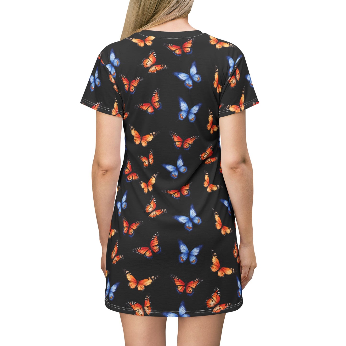 Butterfly T-Shirt Dress - Colorful Butterflies Print