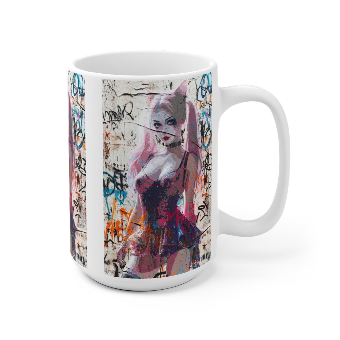 Graffiti Art Ceramic Mug, Trendy Coffee Cup, Urban Chic Drinkware, Creative Gift for Art Lovers, Unique Home Decor