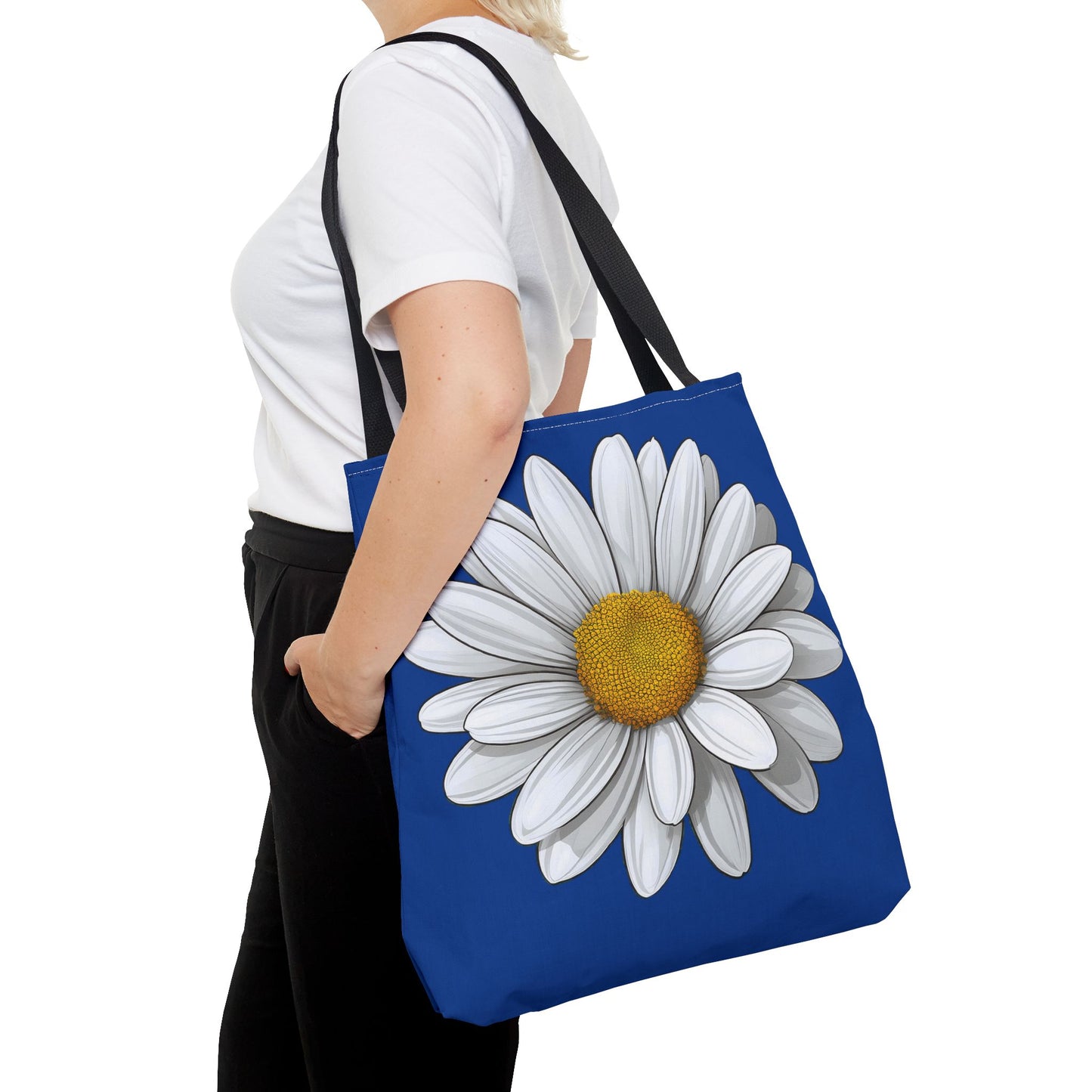 Daisy Tote Bag - White Floral Design Summer Fashion Accessory