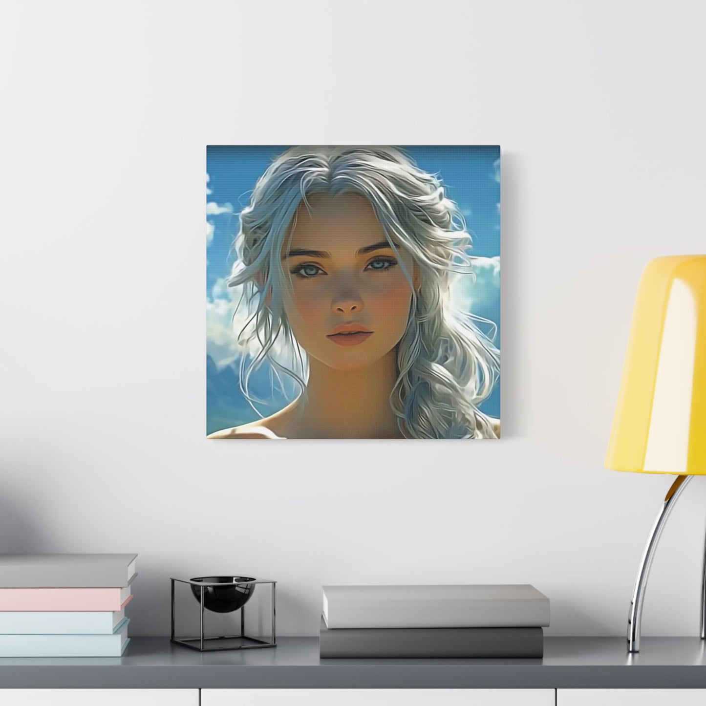Radiance Within: The Calm Power of Beauty - Stretched Satin Canvas Art Print, Ethereal Wall Decor, Modern Home Aesthetic, Inspirational Art, Gift for Art Lovers
