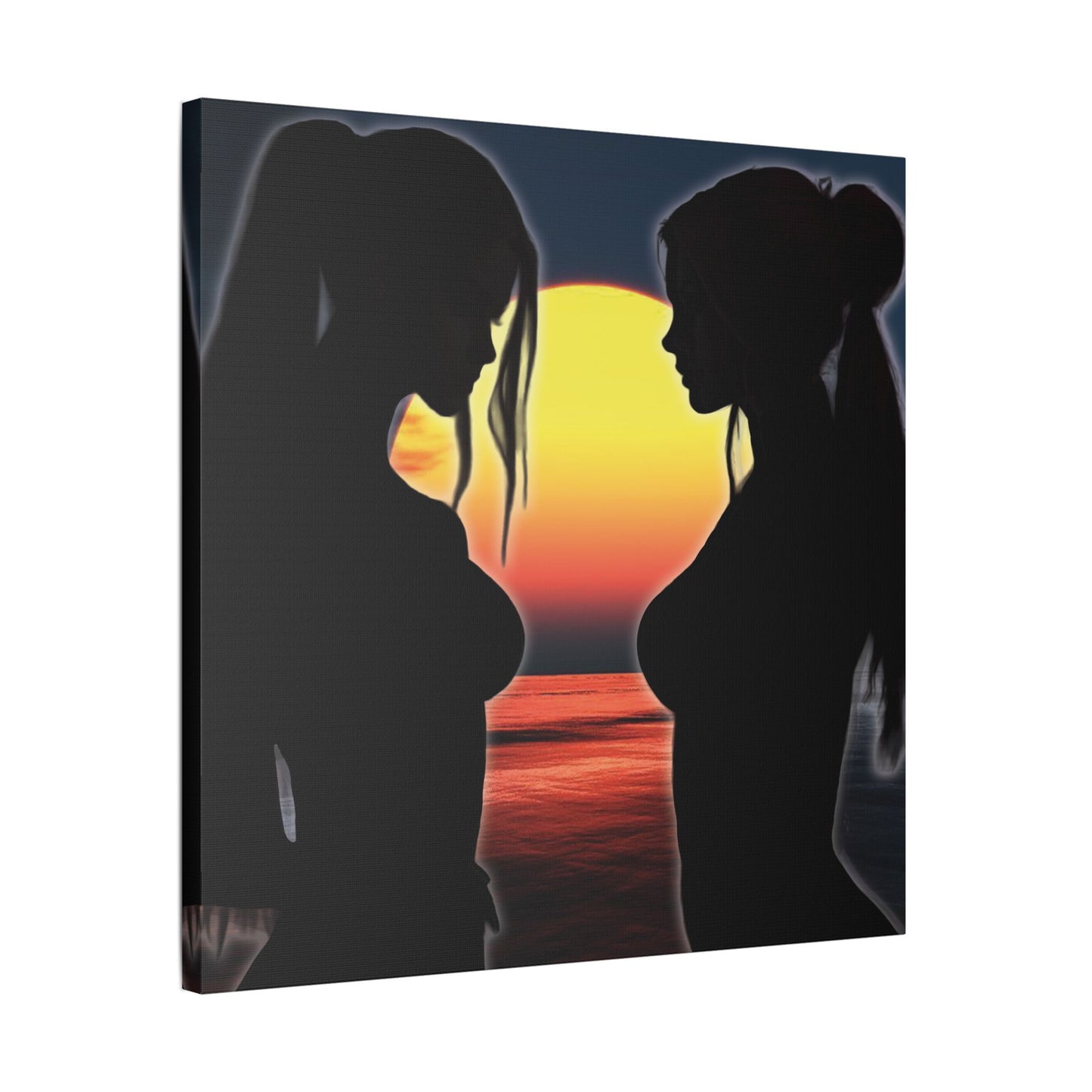 Sunset Silhouettes – Reflective Moments in Ocean Light - Canvas Art, Modern Wall Decor, Home Aesthetic, Gift for Her, Living Room Wall Art, Inspirational Art